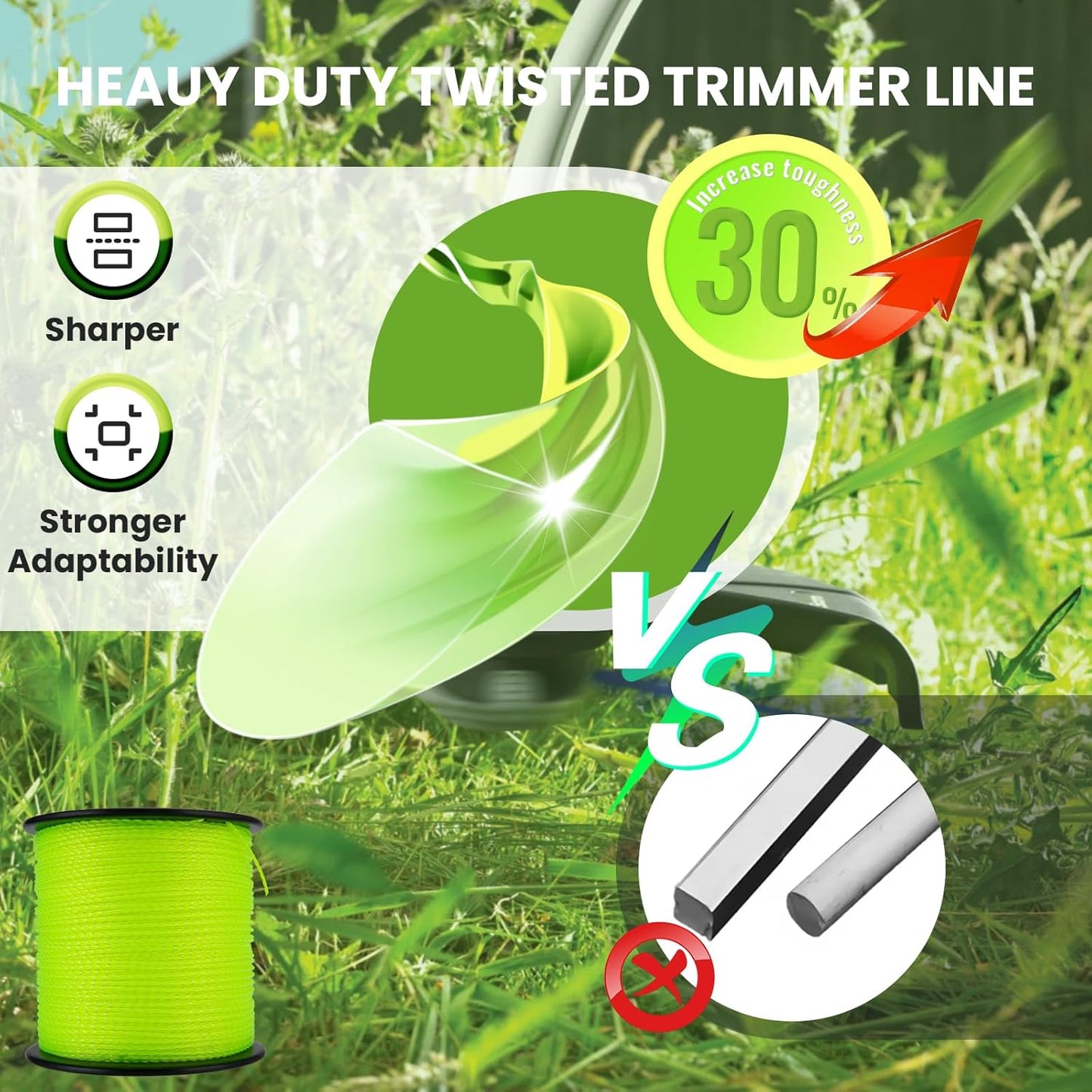 Ryobi Heavy-Duty .065 Trimmer Line - Twisted Weed Wacker String | 1960 Ft, 3 Lb Compatibility