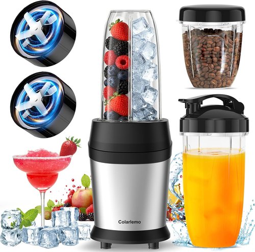 Colarlemo Personal Blender - 12-Piece Smoothie Maker with 25,000 RPM for Ice Crushing | Includes 23oz, 32oz, 37oz Cups