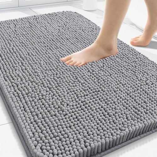Arotive Bathroom Rugs - Extra Soft Shaggy Chenille | Non-Slip, Machine Washable, 30x20, Grey