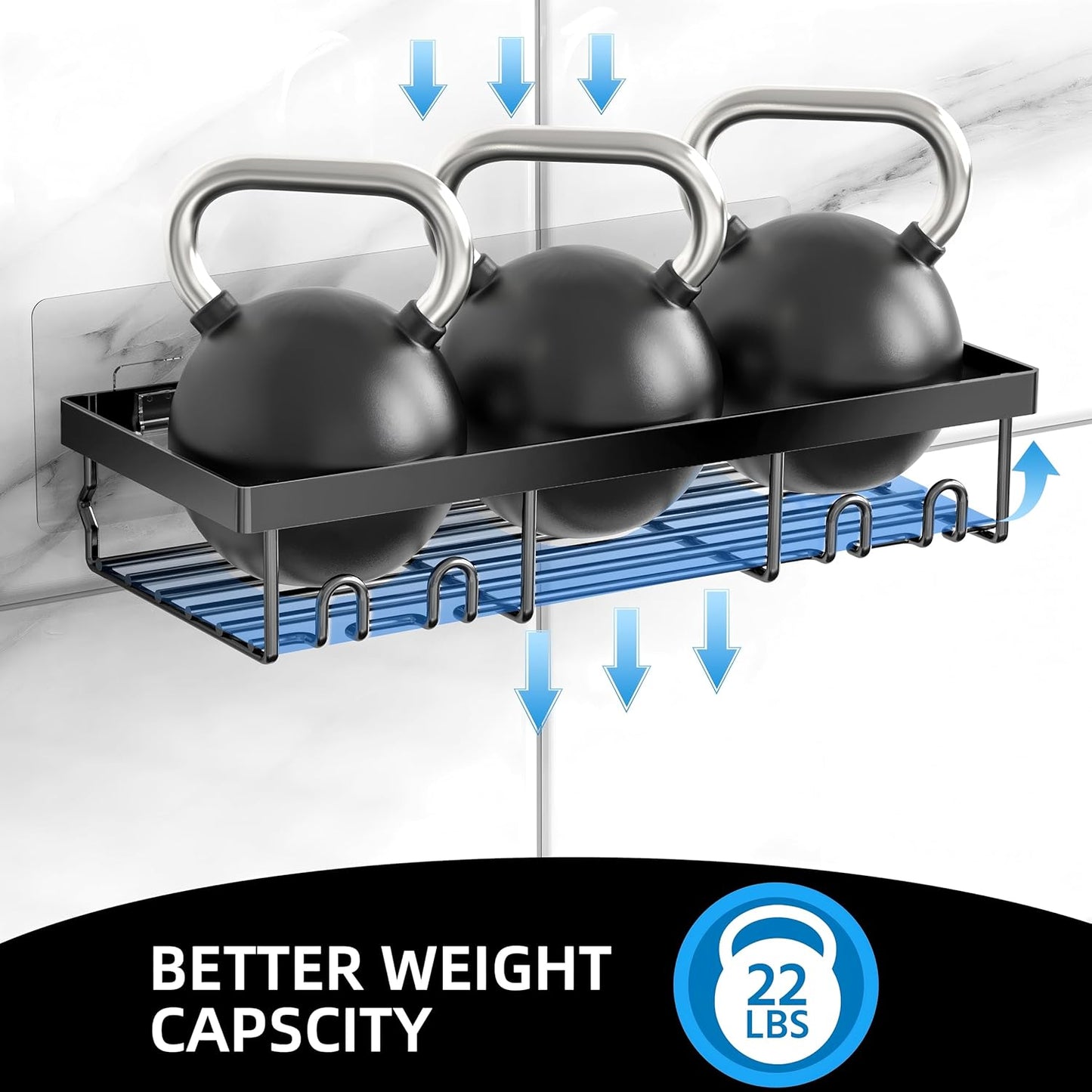 Moforoco Shower Caddy Basket Shelf - No Drilling, Rustproof Black Bathroom Organizer | 3-Pack with Soap Holder