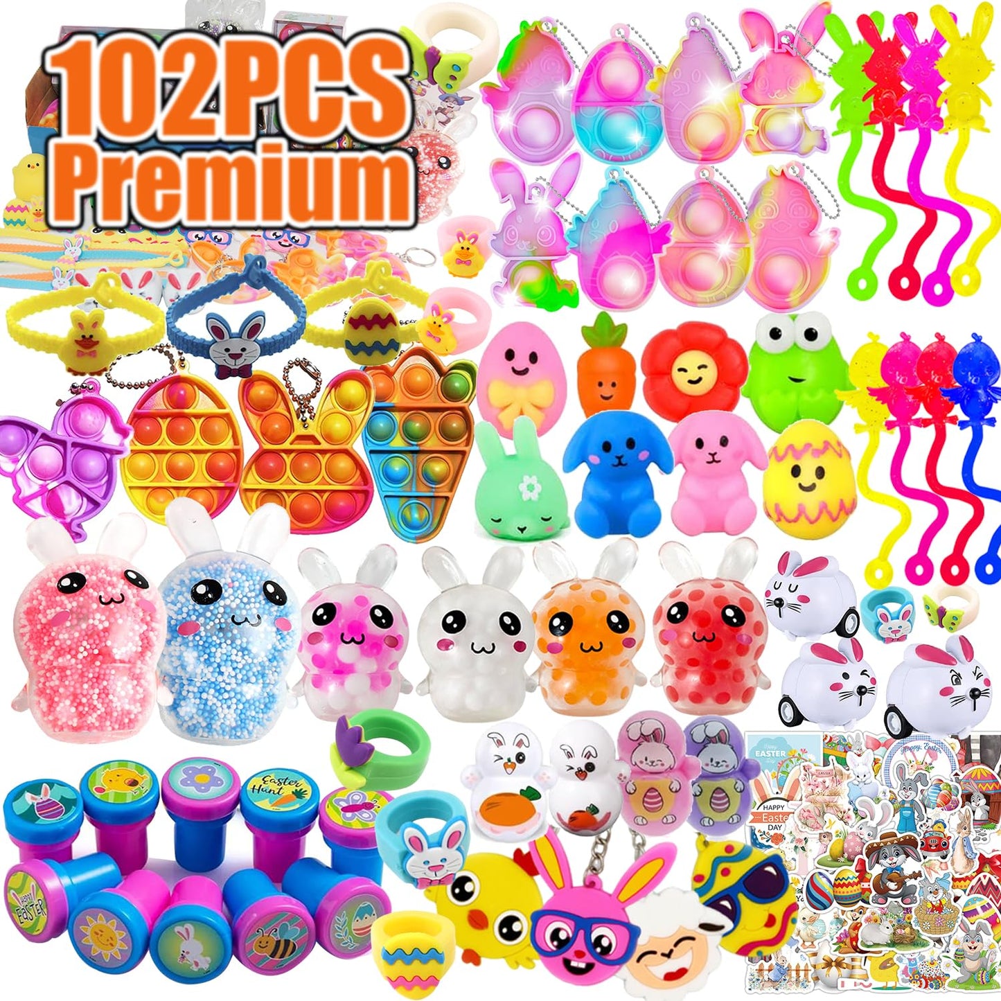 Suxkbo Premium Easter Party Favors Assortment Toys for Kids,Basket Stuffers, Kids Eggs Fillers Gifts, Easter Eggs Hunt, Pinata Filler Goodie Bags Stuffers Classroom Prizes Treasure Box Toys