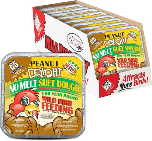 C&S Peanut Delight Suet Dough - No Melt Formula, 11.75 Ounces | 8 Pack for Wild Birds