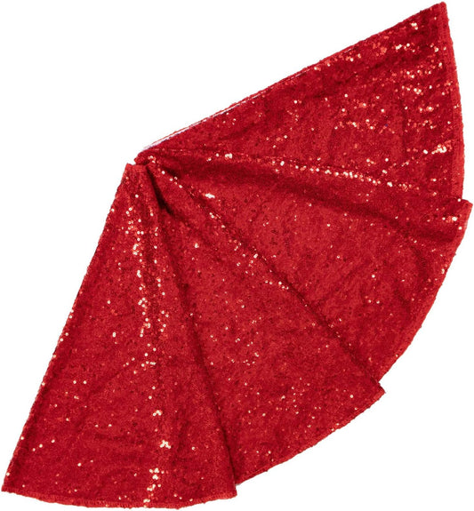 48-Inch Silver Sequin Christmas Tree Skirt - Reusable Holiday Decor for Festive Parties