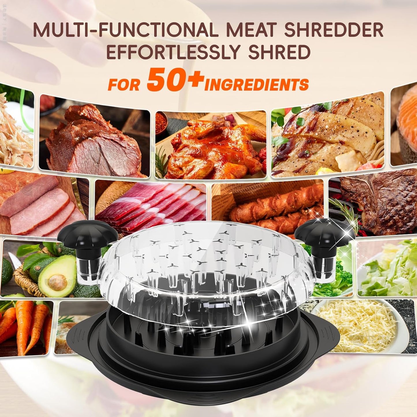 XL Chicken Shredder - Ergonomic Meat Shredder Tool with Non-Slip Base | Dishwasher Safe, Black