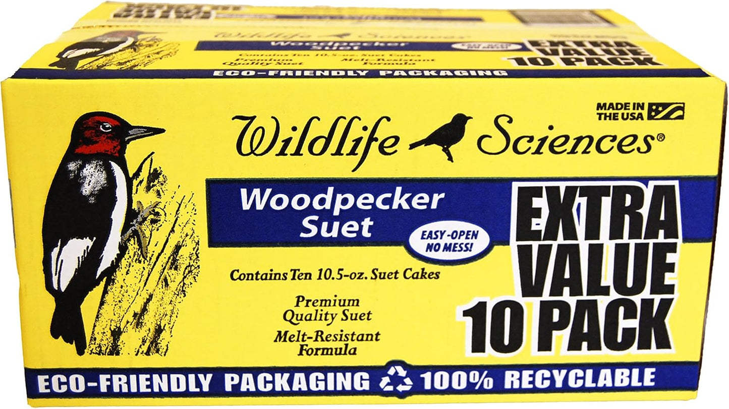 Wildlife Sciences Woodpecker Suet Cake - 10 Pack for Attracting Wild Birds to Your Backyard