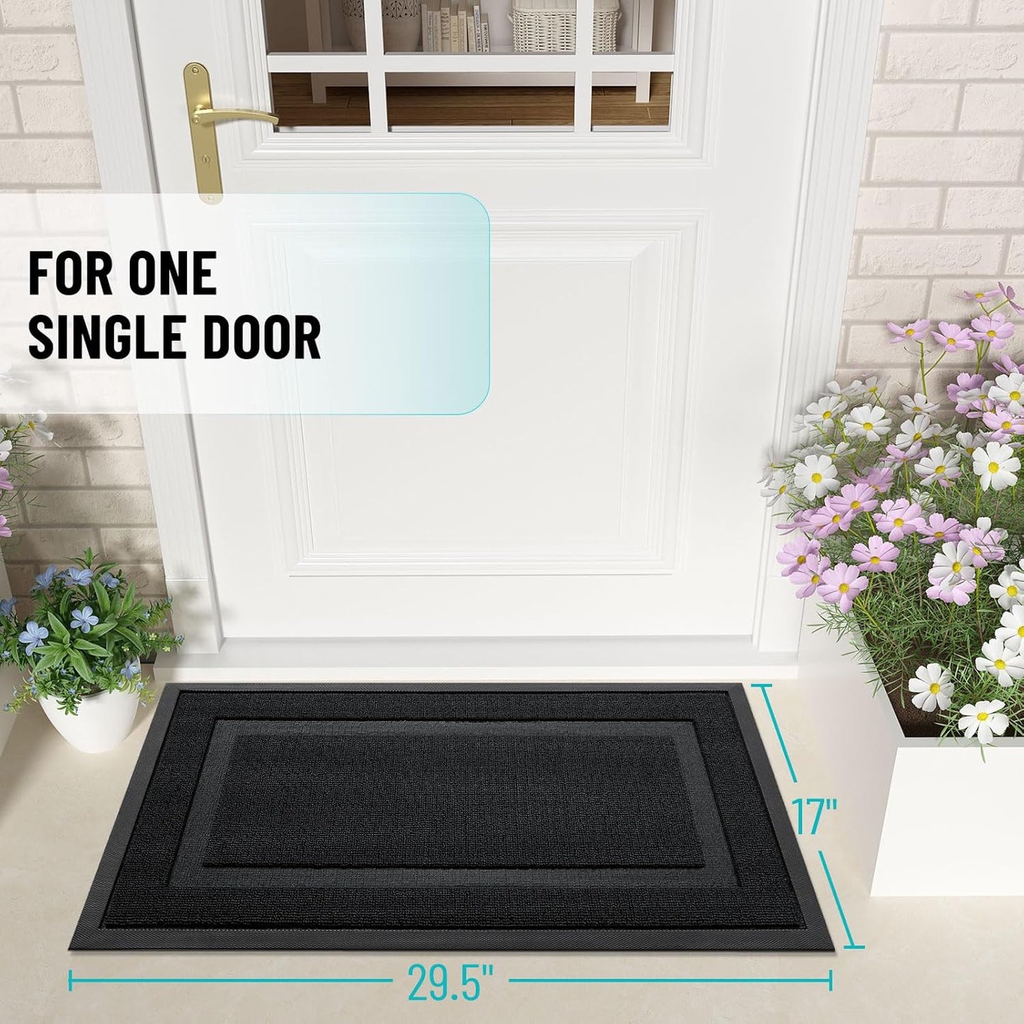 OLANLY Indoor Outdoor Front Door Mat - Waterproof All-Weather Doormat, Sturdy Rubber, 59x23, Jet Black