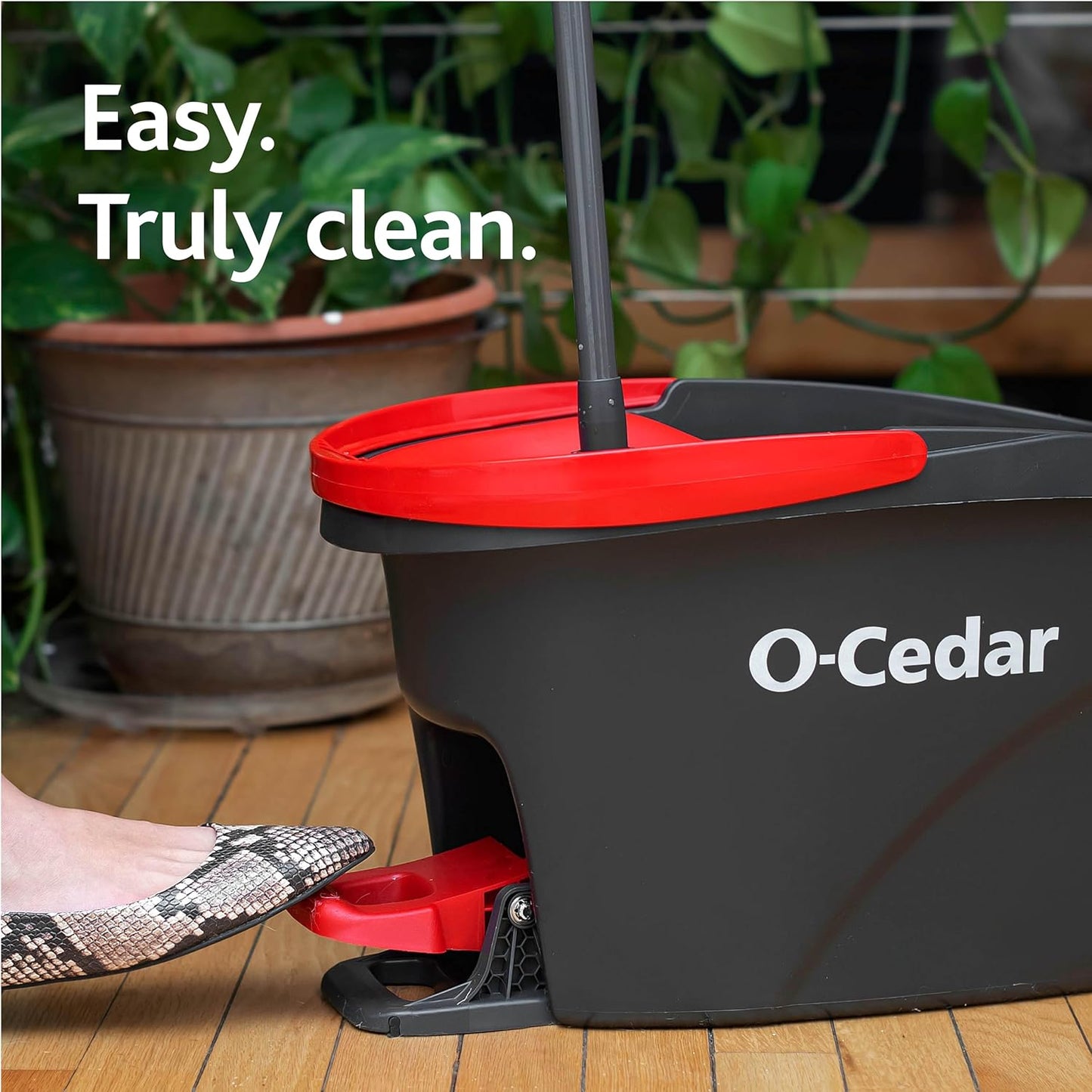 O-Cedar EasyWring Microfiber Spin Mop System - Includes 2 Extra Refills | Red and Gray