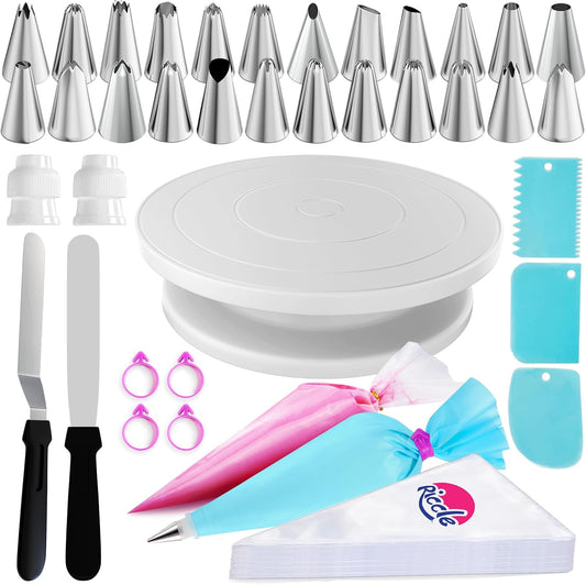 Riccle 88-Piece Cake Decorating Kit | Complete Set with Turntable, Piping Bags, Tips & Tools