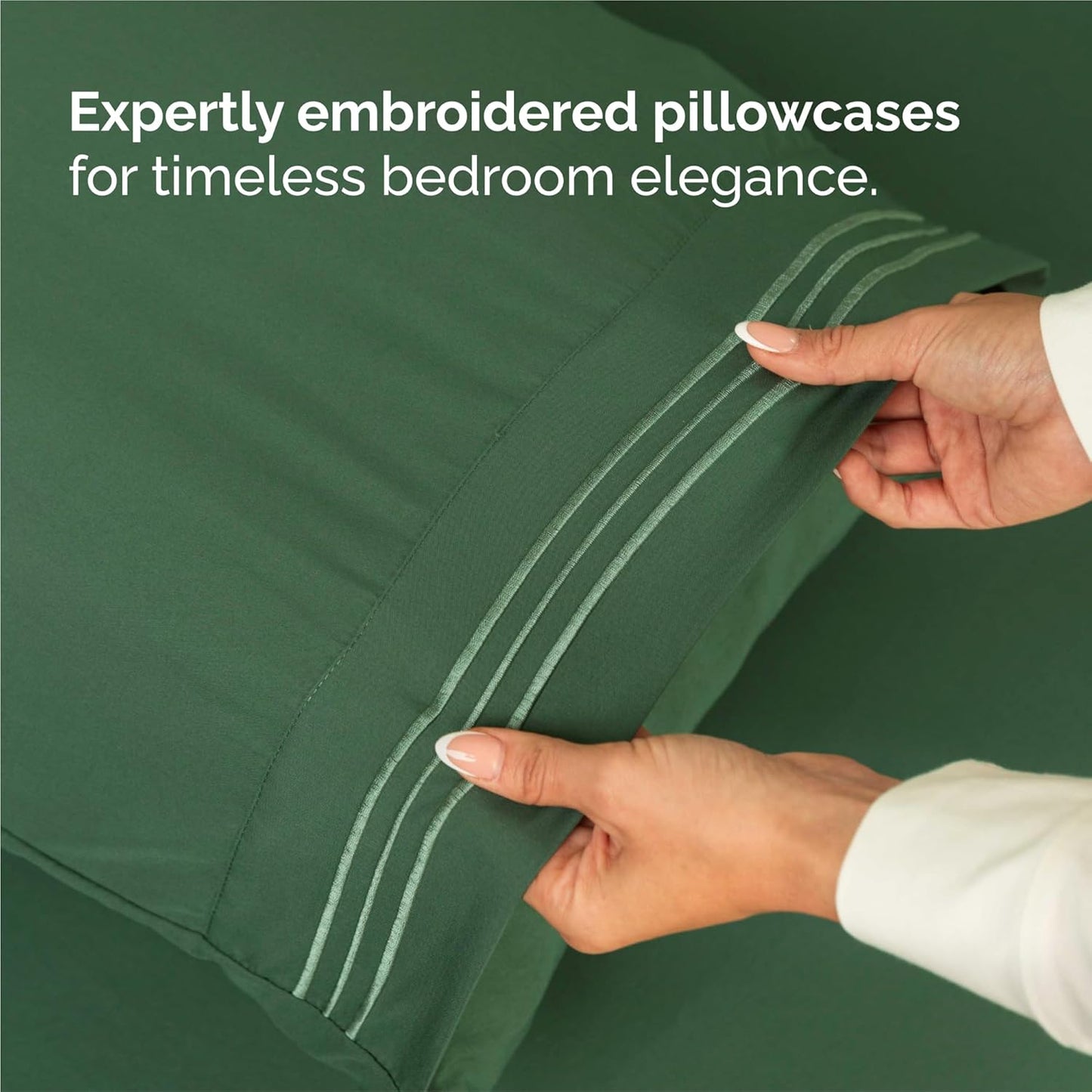 King Size 4 Piece Sheet Set - Comfy Cooling Bed Sheets for Luxury Sleep - Deep Pockets, Soft & Wrinkle-Free - Oeko-Tex Certified - Emerald Green