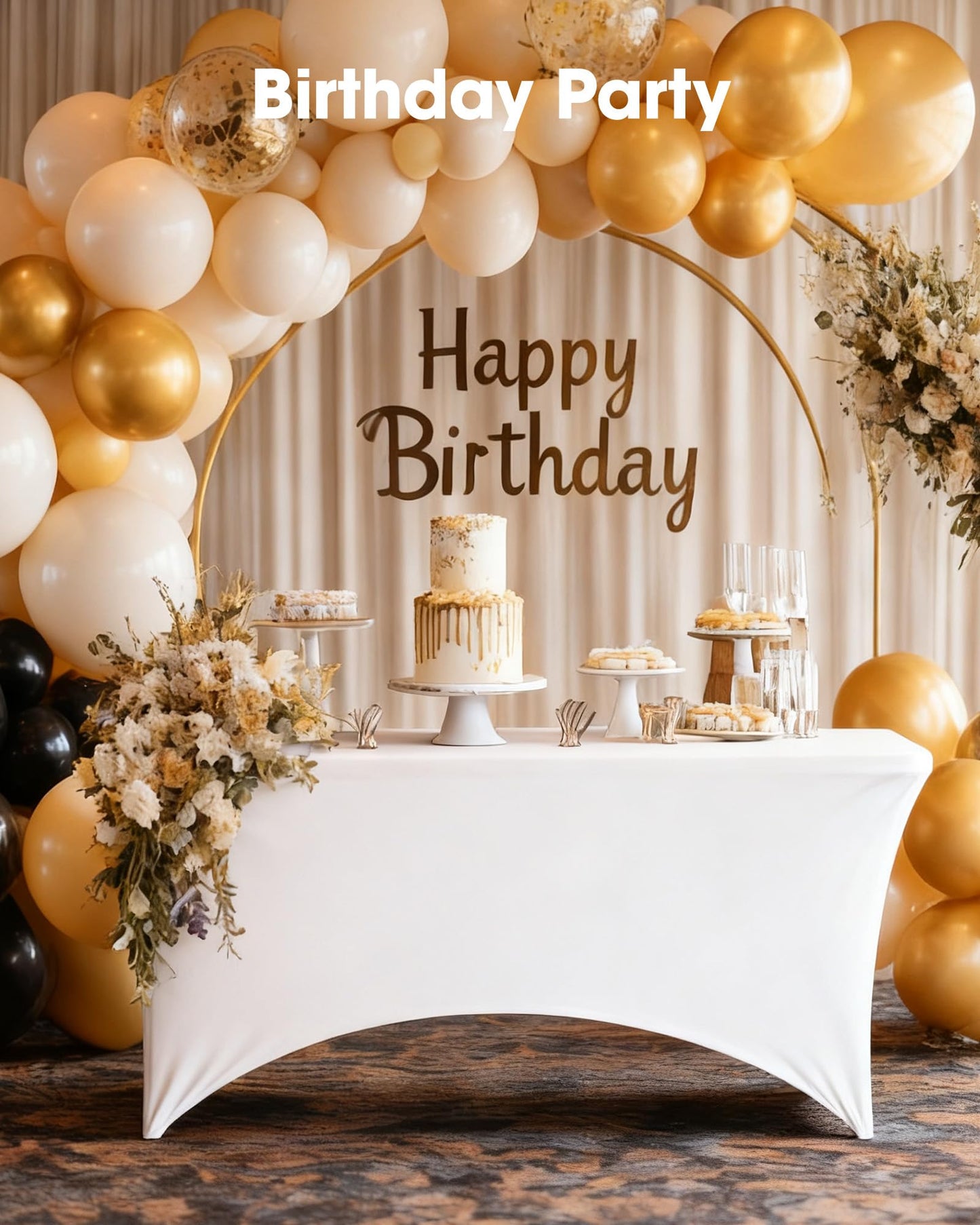 Pureegg Spandex Tablecloth 6ft - 4 Pack, Fitted and Tight Cloth for Rectangle Table, Wrinkle-Free and Stretch Table Cover for Party, Wedding, Banquet and Birthday, White