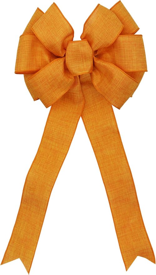 Autumn Wreath Bow - Orange Decorative Bow for Fall Harvest & Thanksgiving Decor | 10"x22"