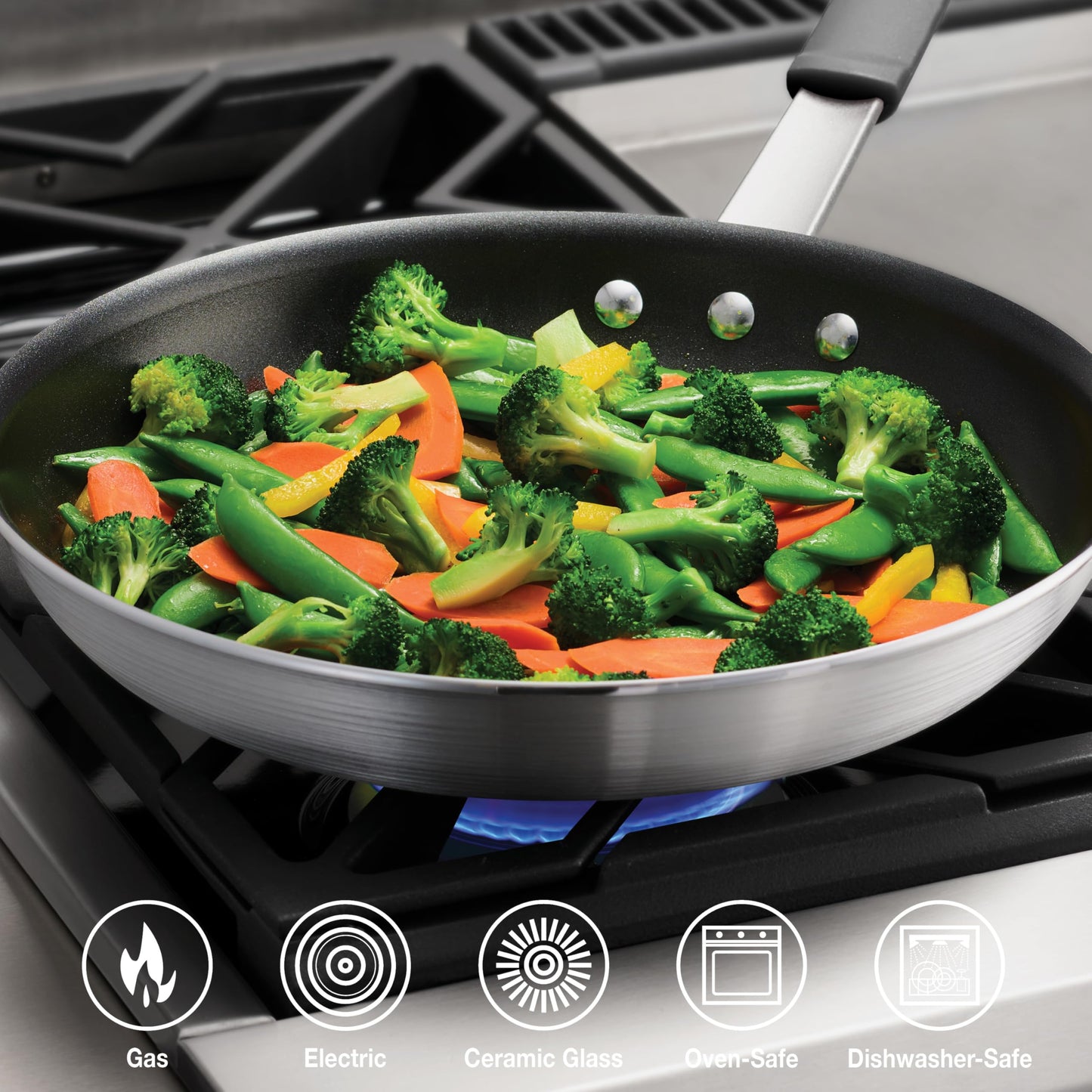 Tramontina Professional 10-Inch Non Stick Frying Pan, Heavy-Gauge Aluminum Skillet with Reinforced Nonstick Coating, Gray Handle, Dishwasher and Oven Safe