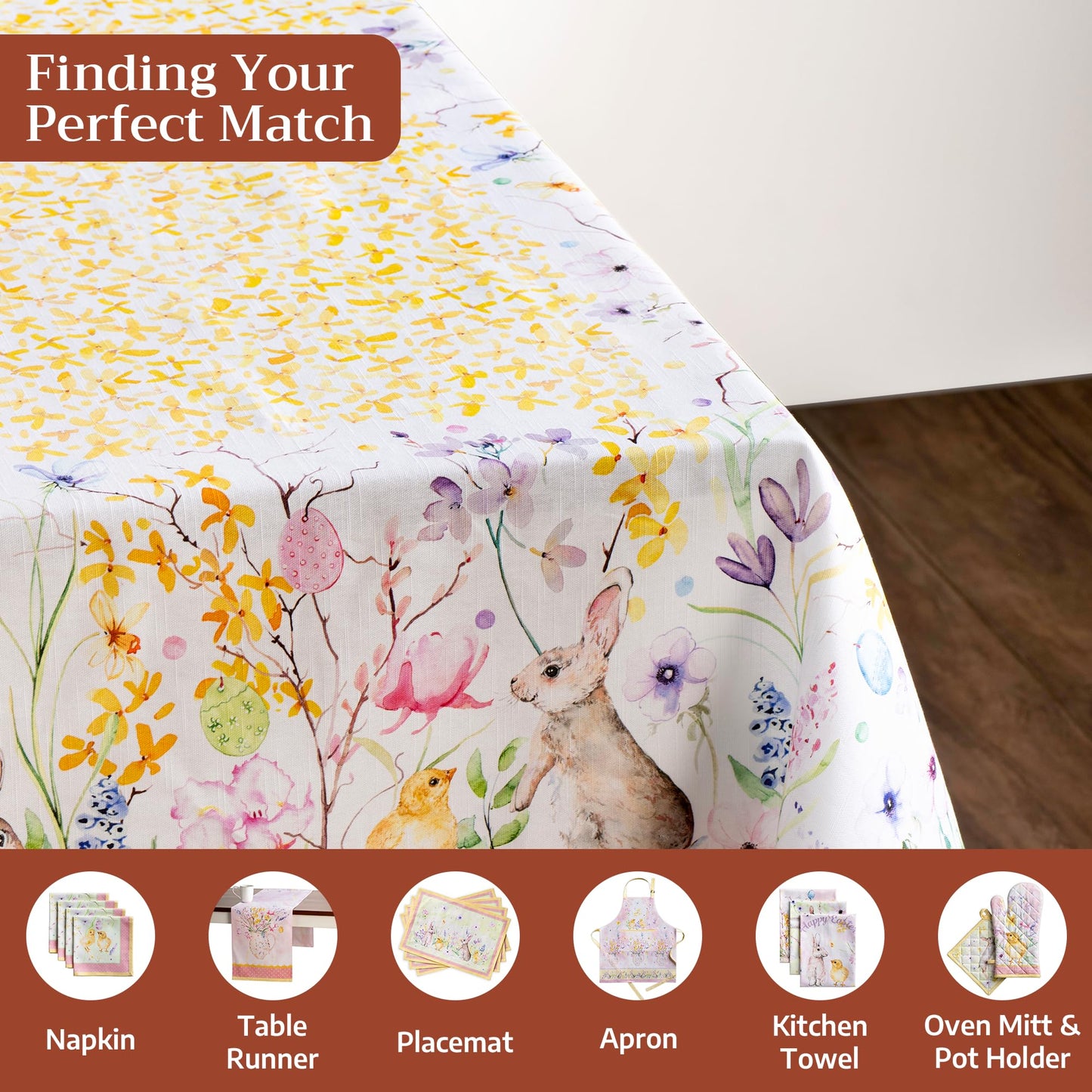 Maison d' Hermine Table Cloth Rectangle Table 100% Cotton 54 x 72 Inches Tablecloth Reusable Decorative for Dining Kitchen Room Farmhouse Home Gifts for Mothers Day Spring Summer - Easter Zest