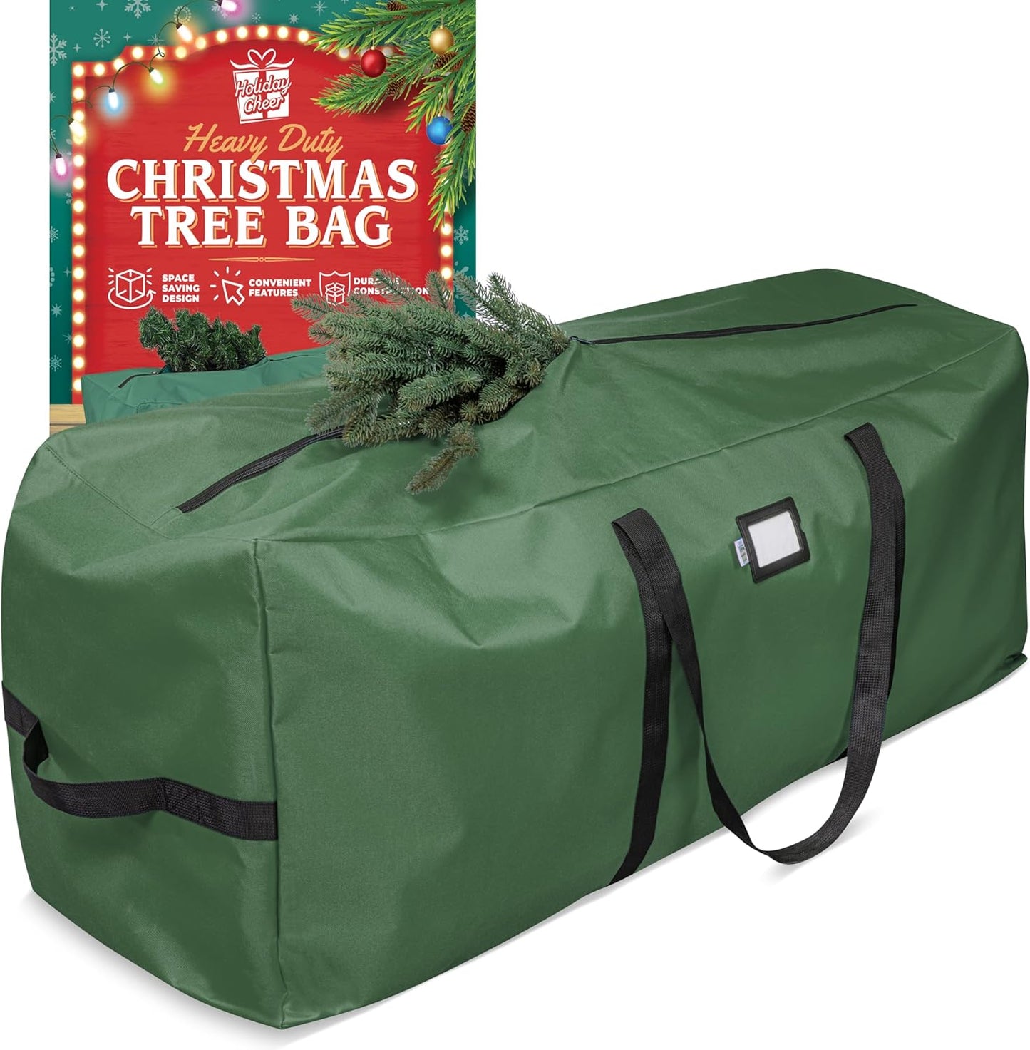 Skiennix Holiday Cheer Christmas Storage Bag - Heavy Duty Waterproof Design for 9ft Artificial Tree | Green