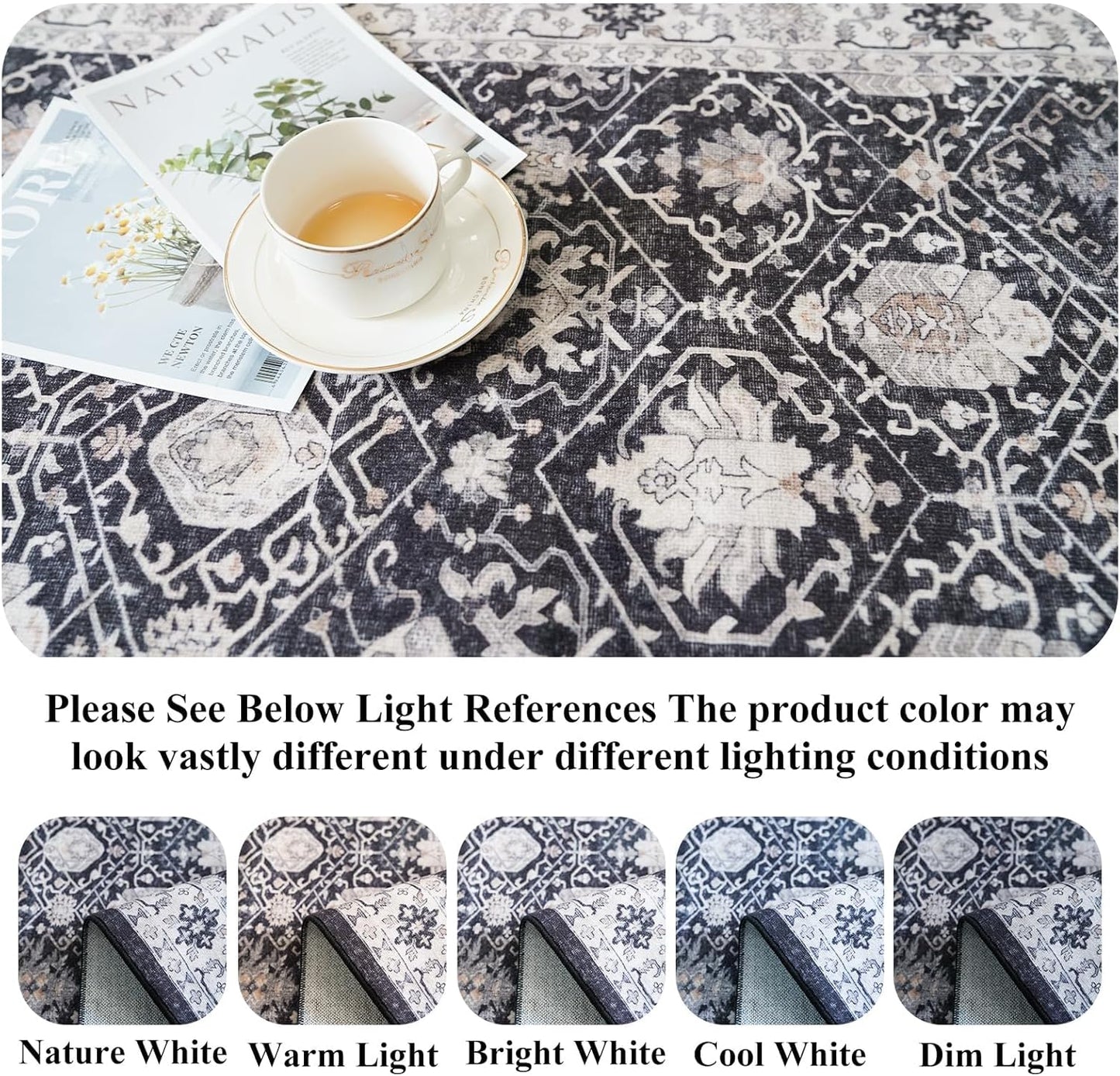 Skiennix Kitchen Rug Set - Washable Non-Slip Floor Mats for Sink & Stove | Cozy Black Runners (2x3, 2x4, 2x5)