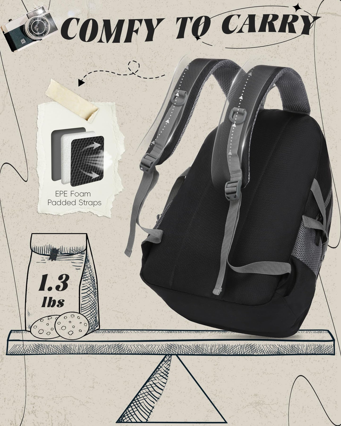 FOKDUVB Middle High School Backpacks for Boys Girls Large Bookbags with Laptop Compartment for Teens Teenagers Back to School Book Bags Mochilas Escolares para Adolescentes (Black/Gray, Solid)