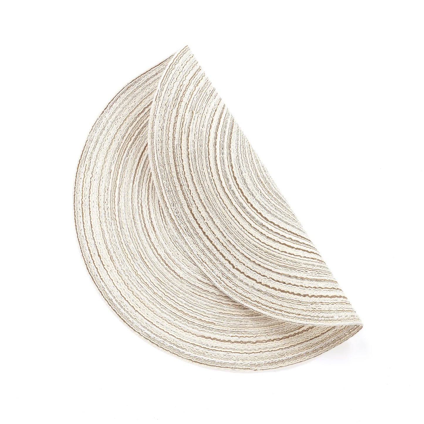 SHACOS Placemats Set of 8 Round Braided Place Mats 15 inch Washable Table Mats for Home Wedding Holiday Party (Ivory, 8)