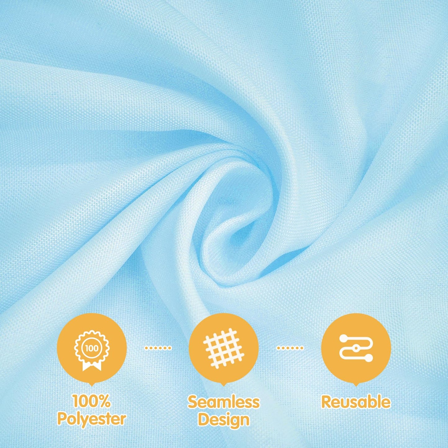 BRILLMAX 6 Pack Light Blue Tablecloths 70 x 120 Inch for 6ft & 8ft Rectangle Tables - 150 GSM Polyester Fabric, Universal Fit, Water, Stain & Wrinkle Resistant Cloth Cover for Wedding Banquet