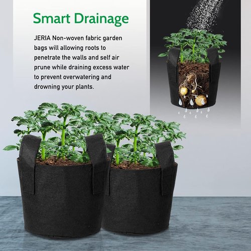 JERIA 12-Pack Grow Bags - 3 Gallon Heavy-Duty Nonwoven Garden Pots with Reinforced Handles