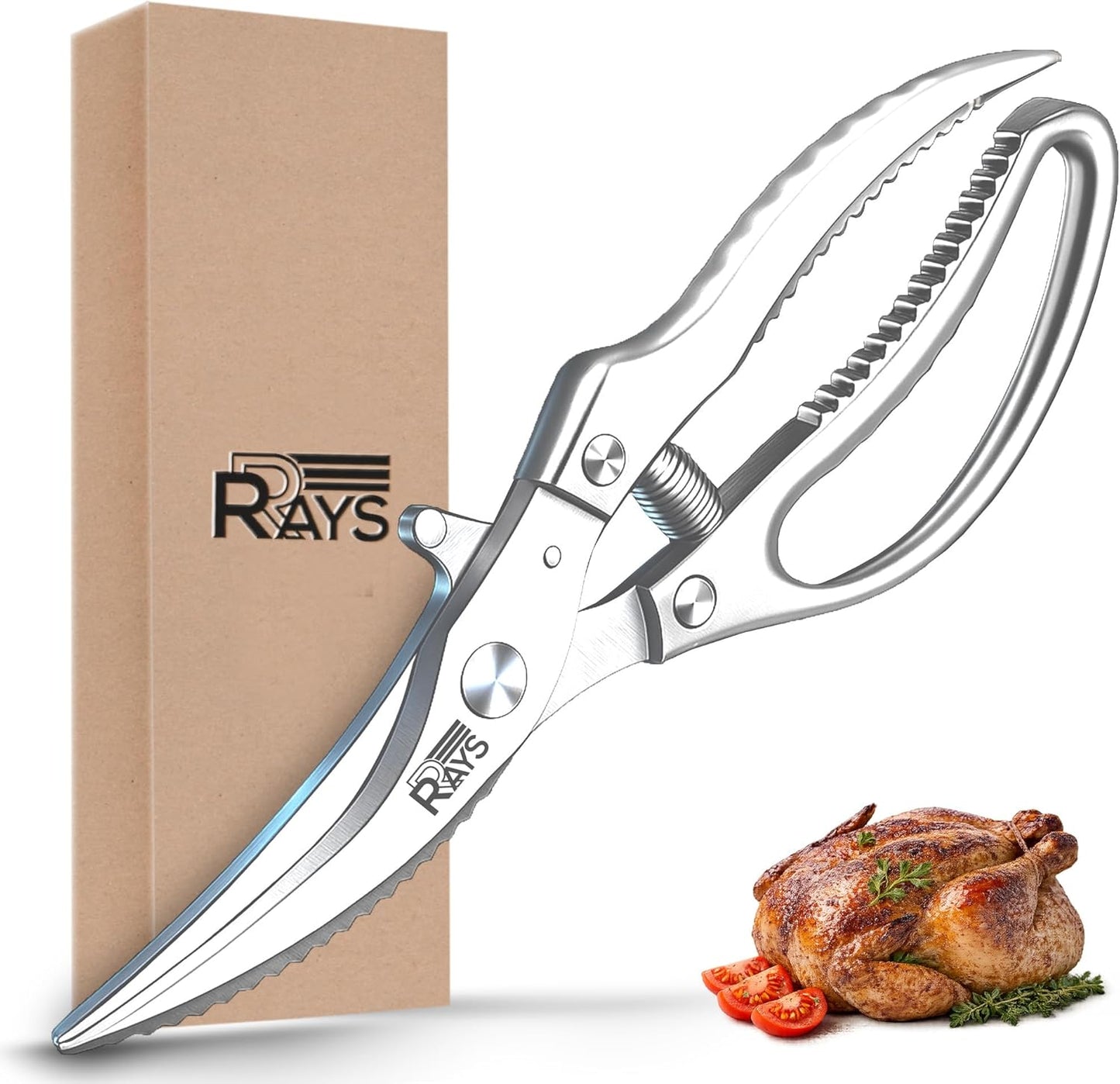Regine Switzerland Heavy Duty Poultry Shears - Non-Slip Kitchen Shears for Chicken, Turkey & Fish | Dishwasher Safe with Safety Lock
