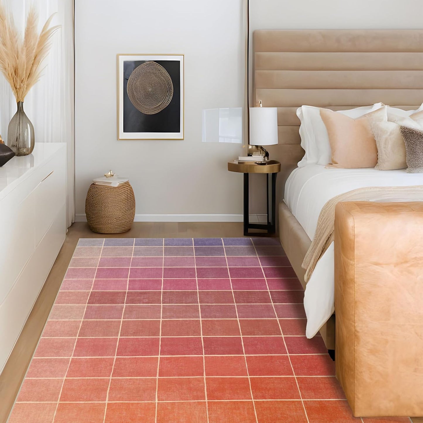 Skiennix Ombre Pink & Orange Area Rug - Washable, Non-Slip 5x7 for Living Room, Kids' Playroom & Bedroom