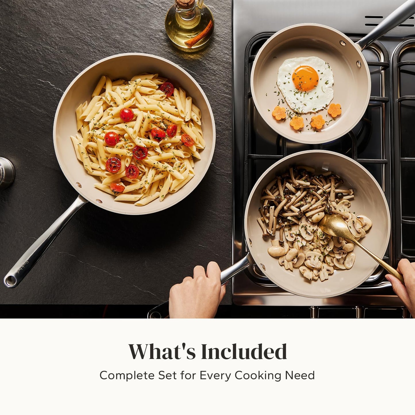 Redchef Ceramic Non Stick Frying Pans, Nonstick Frying Pan Skillet, Ceramic Egg Pan with Stay Cool Handle, Non Toxic Induction Pan for Cooking, PFOA & PFAS Free, Oven & Dishwasher Safe (8" Beige)