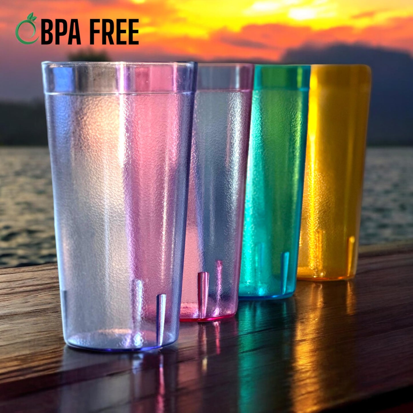 Oojami Set of 8 Plastic Tumblers, 20-Ounce Reusable Cups, BPA-Free & Shatterproof, Stackable Restaurant-Style Drinking Glasses for Water, Juice, and Everyday Use, Dishwasher Safe 20 oz