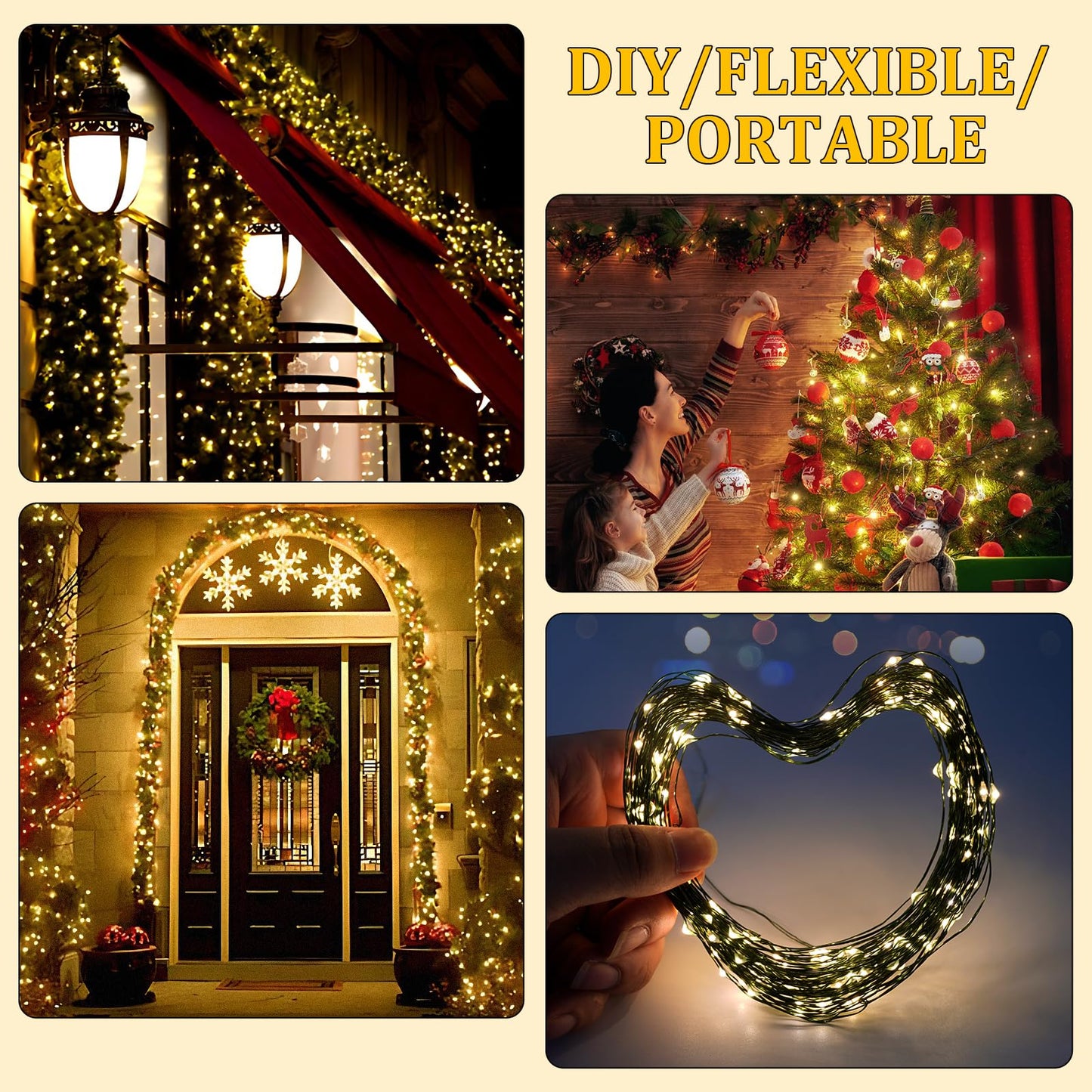 Kangheshun Timer Battery Twinkle Mini Fairy Lights, 1 Pack 200 LED 33ft Dark Green Wire,Firefly Starry LED String Lights Warm White for Wedding Party Christmas Tree Decorations Bedroom Decor