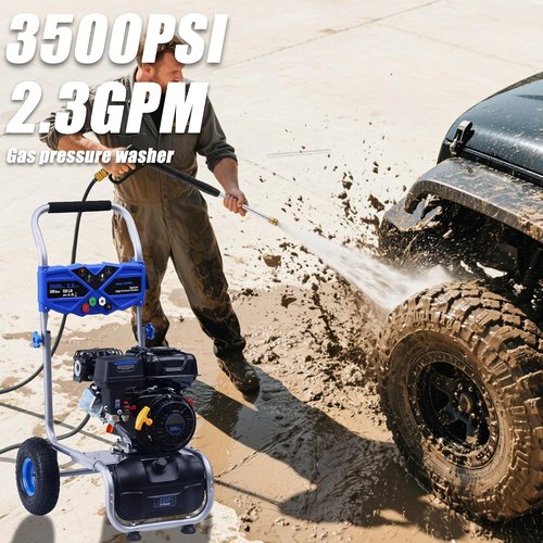 3500PSI Gas Pressure Washer - 2.3GPM High Pressure Cleaning with 209CC Engine & 25ft Hose | 4 Adjustable Nozzles