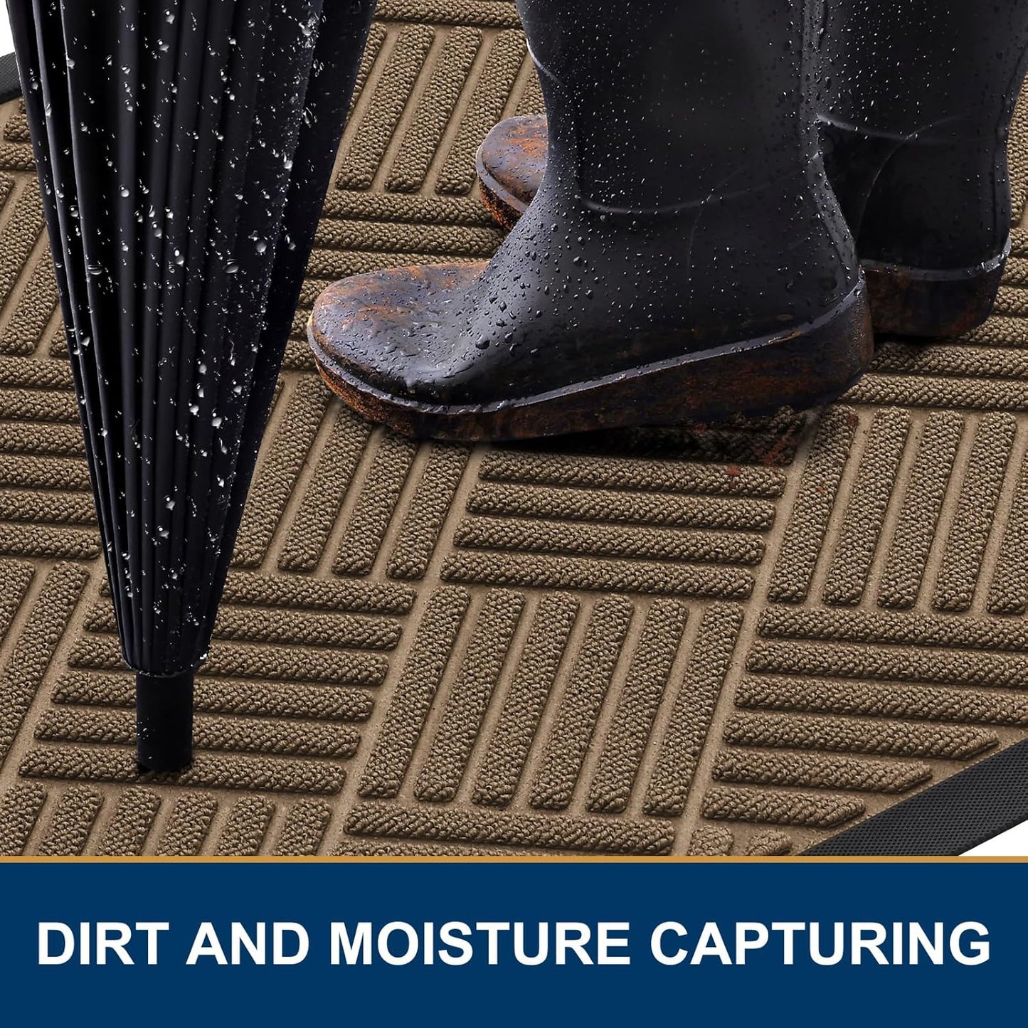 Smiry Heavy Duty Outdoor Doormat - Non-Slip Natural Rubber | Easy Clean, Low Profile, 29.5x17, Brown