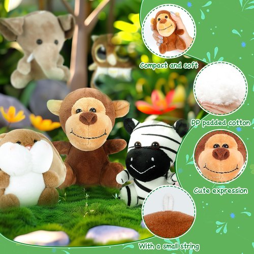 Arrozon 36 Pcs Small Stuffed Animals Bulk, Mini Plush Toys 4 Inch Tiny Stuffed Animals Cute Carnival Prizes Classroom Prizes Party Favor Toys