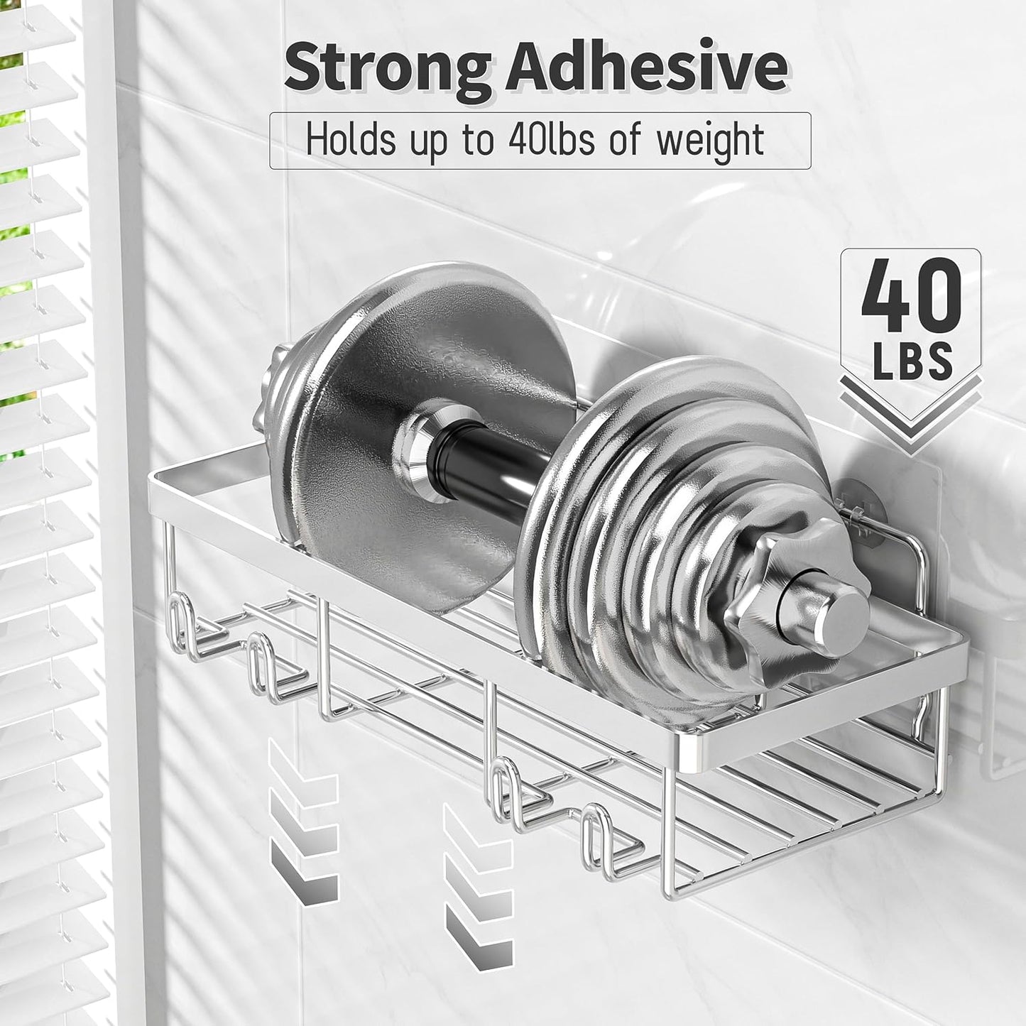 Liuoud Shower Caddy Organizer - Rustproof Stainless Steel Wall Storage Basket Set | 10 Pack, Silver