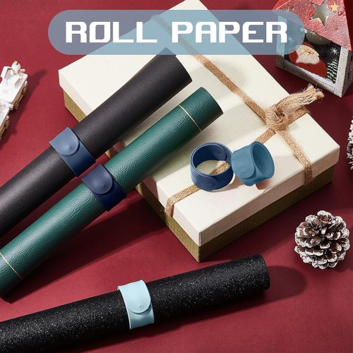 Charniol Wrapping Paper Roll Holder - 12-Piece Silicone Covered Metal Strips | 1 x 9 Inch Stabilizer in Blue