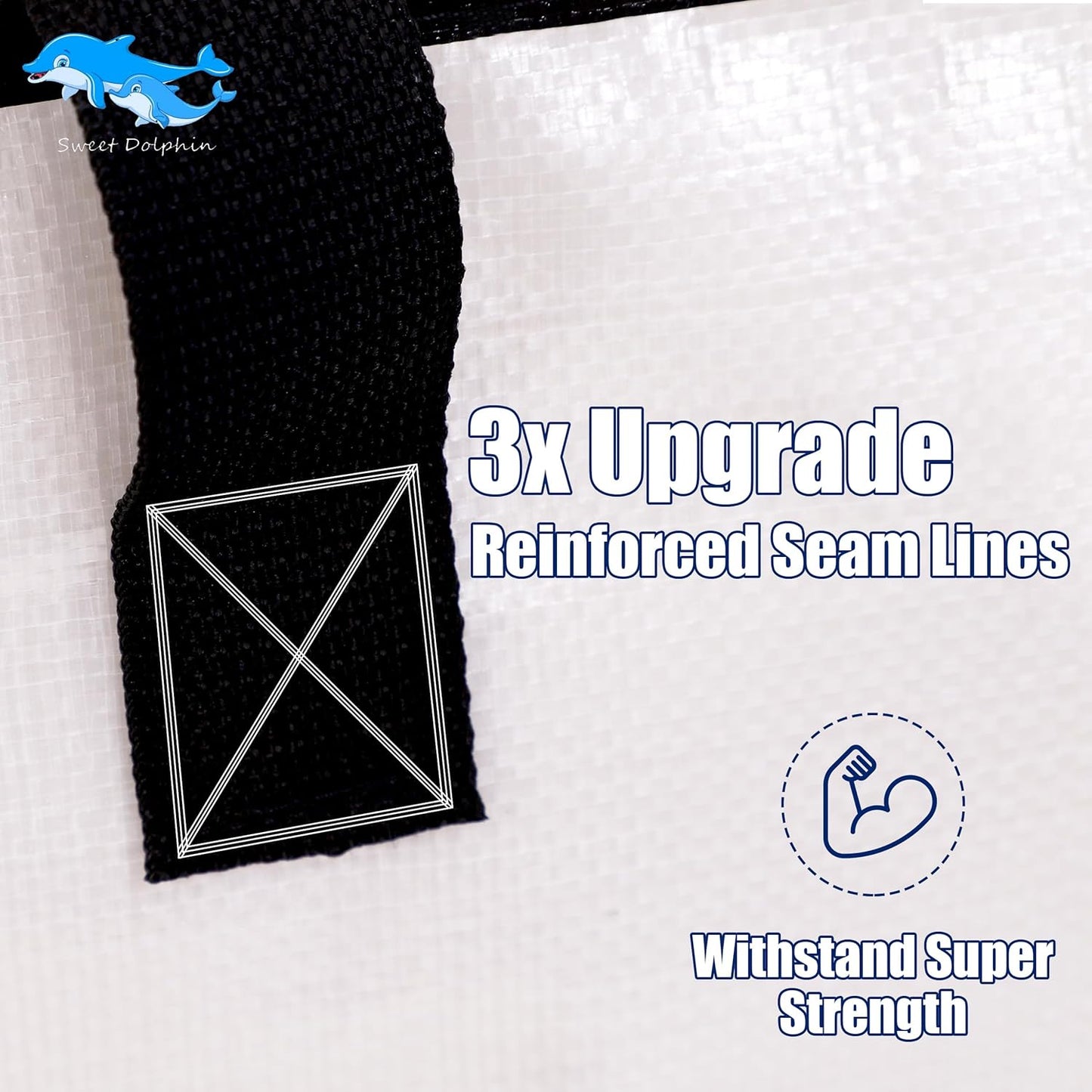 Sweet Dolphin Extra Large Moving Bags - 12 Pack Heavy Duty Storage Totes with Strong Zippers & Handles | Space-Saving Design