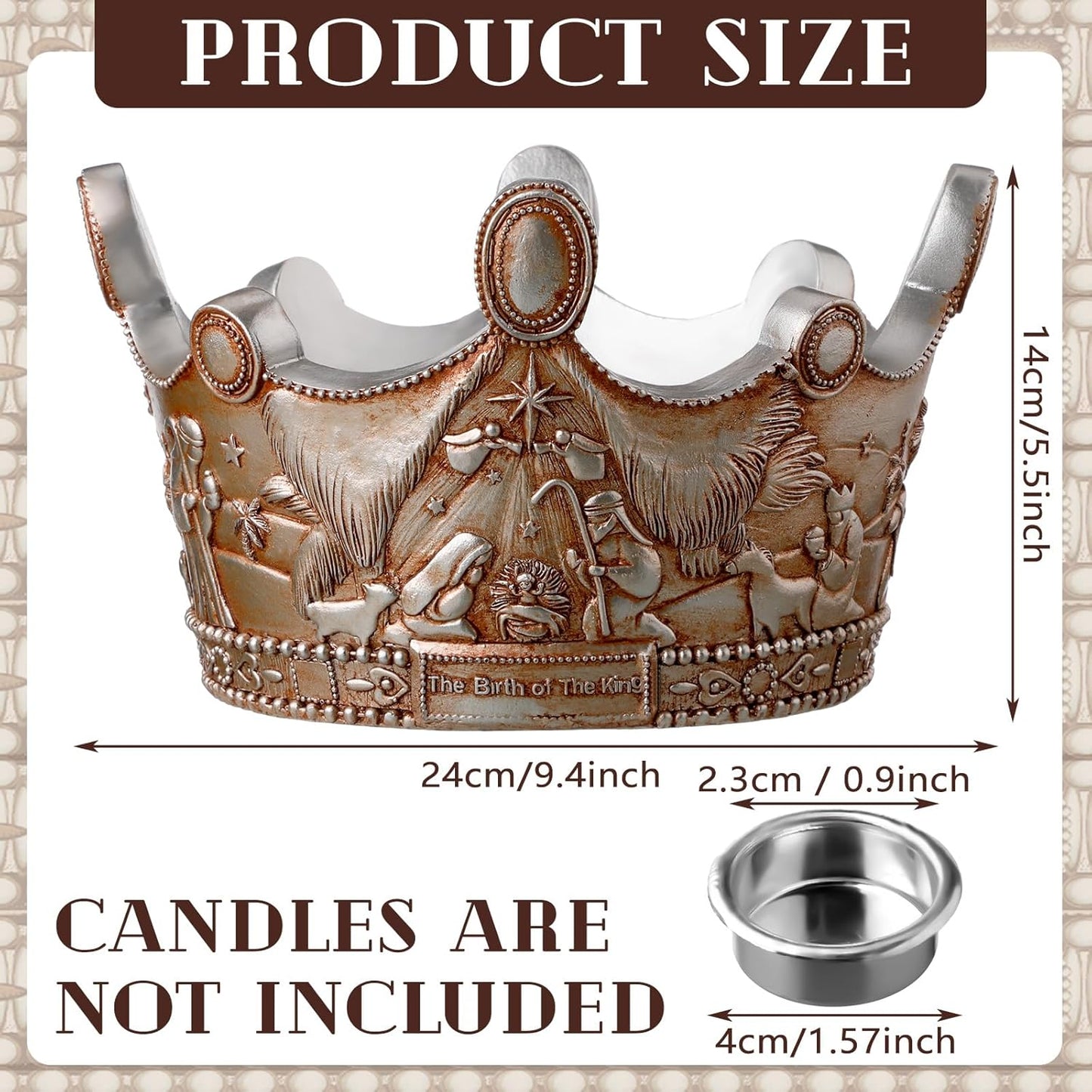 Nativity Advent Candle Holder - 9.4 Inch Resin Christmas Centerpiece with Holy Family Design