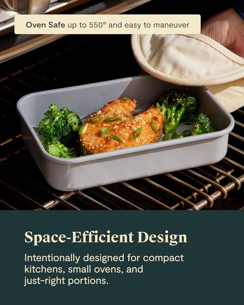 Caraway Nonstick Baking Pan Duo - 9” x 6.5” Deep Ceramic for Casseroles & Lasagna - Non-Toxic, Aluminized Steel - Marigold