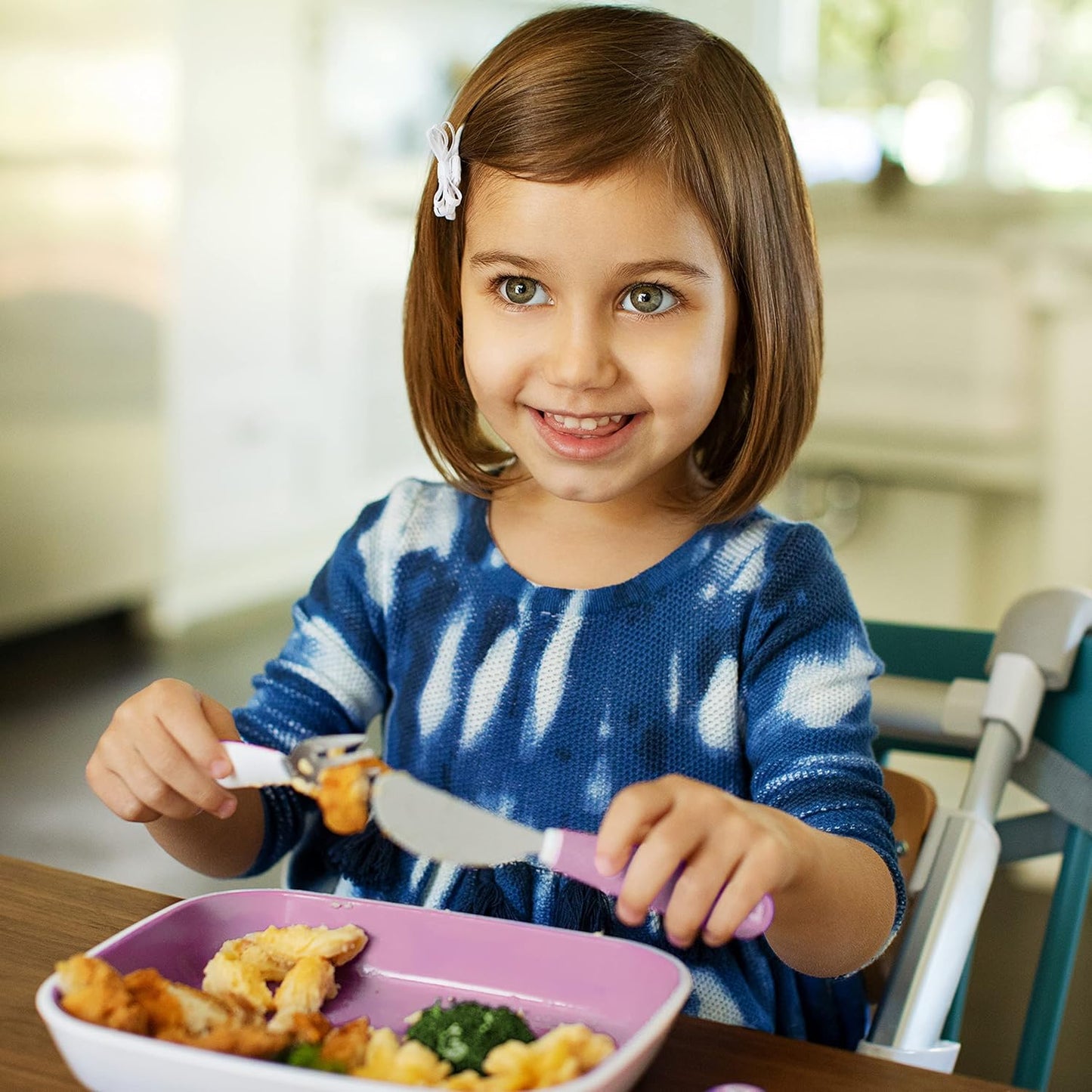 Munchkin® Splash™ Toddler Utensil Set - Fork, Knife & Spoon, 6 Pack in Pink/Purple