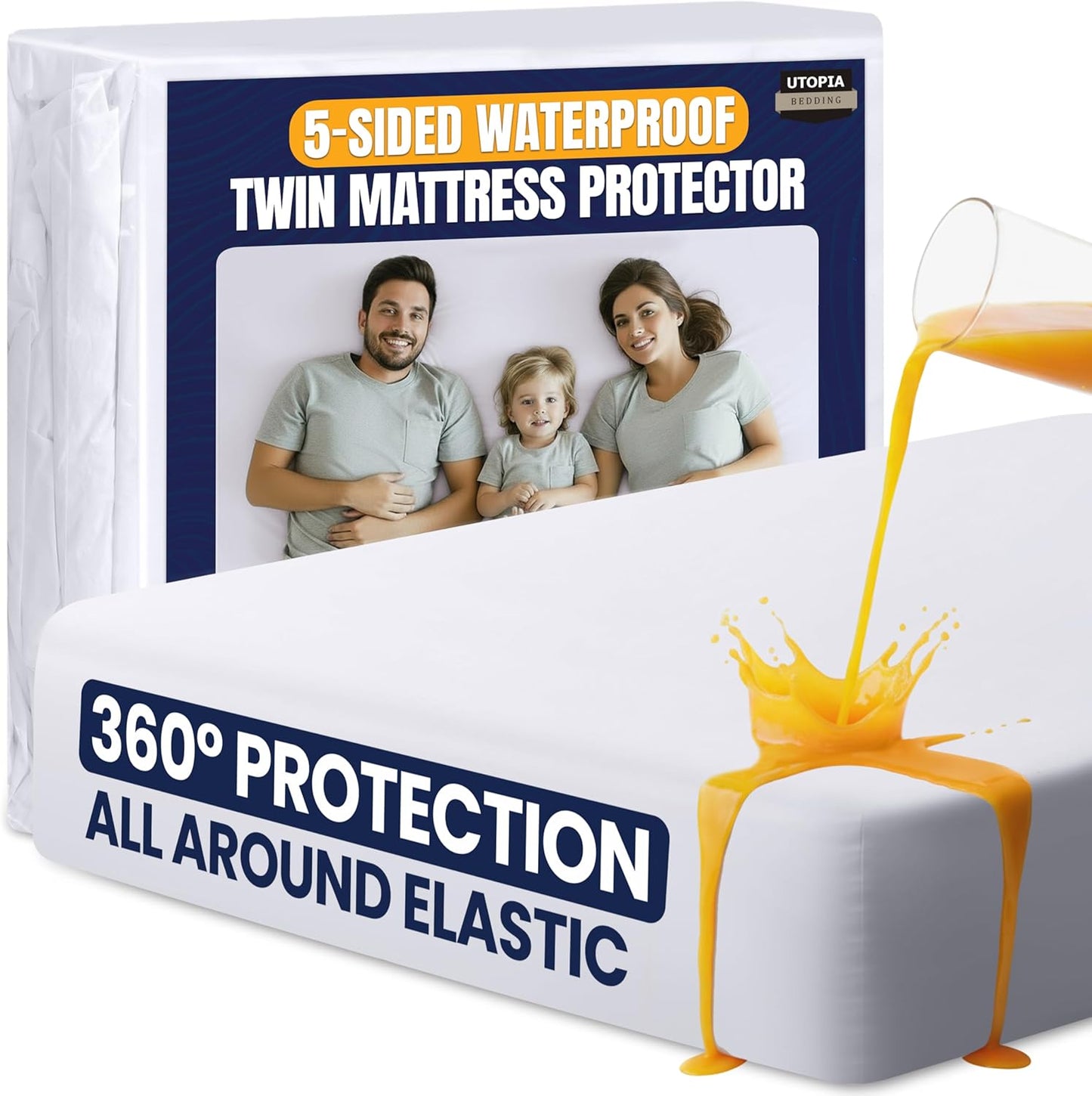 Utopia Bedding Waterproof Mattress Protector - Premium Breathable Twin Size Cover | Fitted Style, White