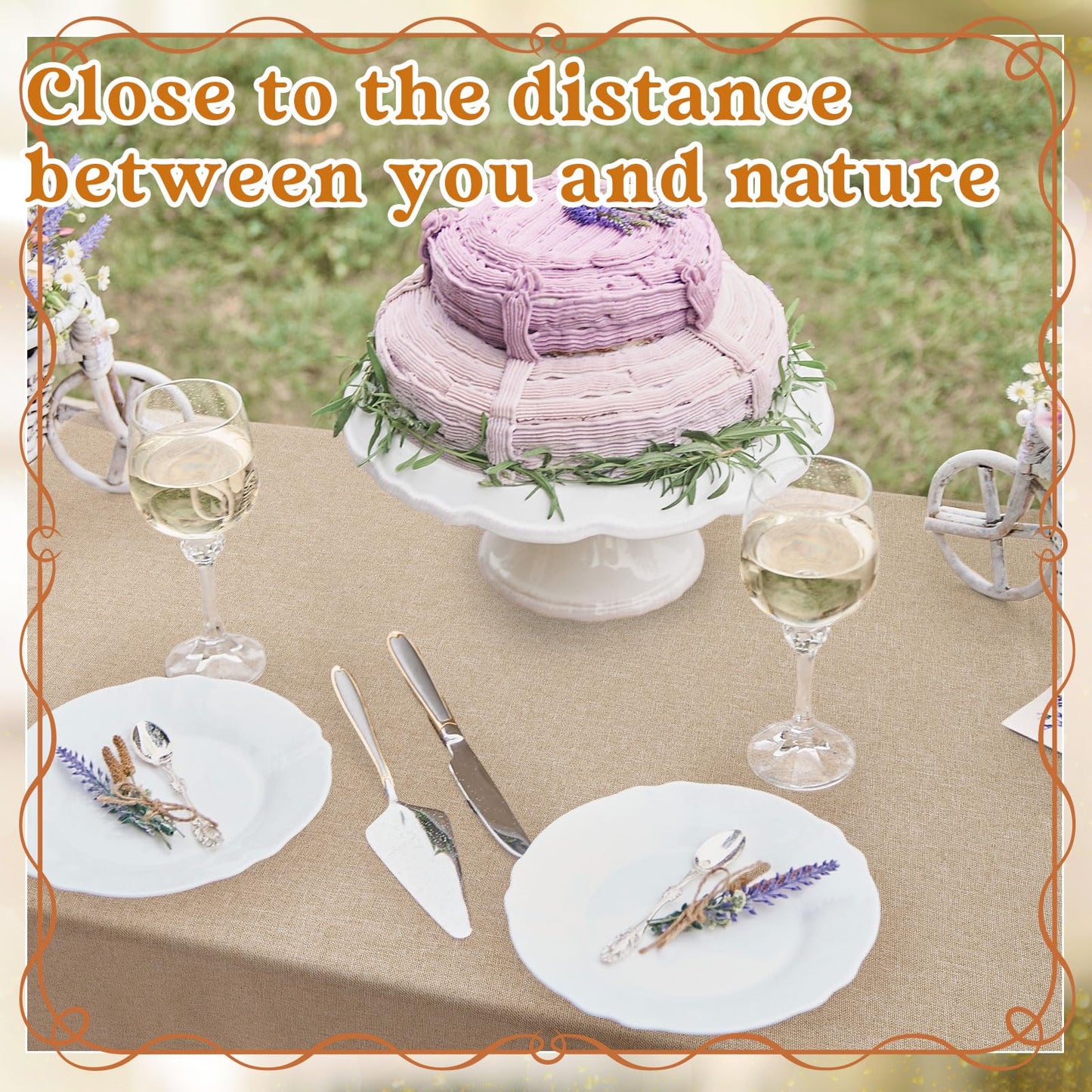 Preboun 6 Pack Wedding Rectangle Linen Tablecloth Bulk 60 x 102 Inch Polyester Faux Linen Tablecloths Washable Burlap Tablecloth for Birthday Farmhouse Dining Table Party (Natural Color,60*102 Inch)