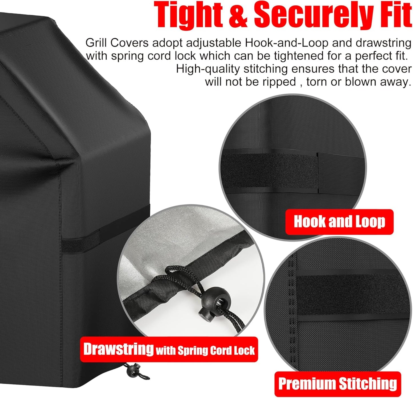 Skiennix 40-Inch Waterproof Gas Grill Cover - Weather Resistant & UV Protected | Black