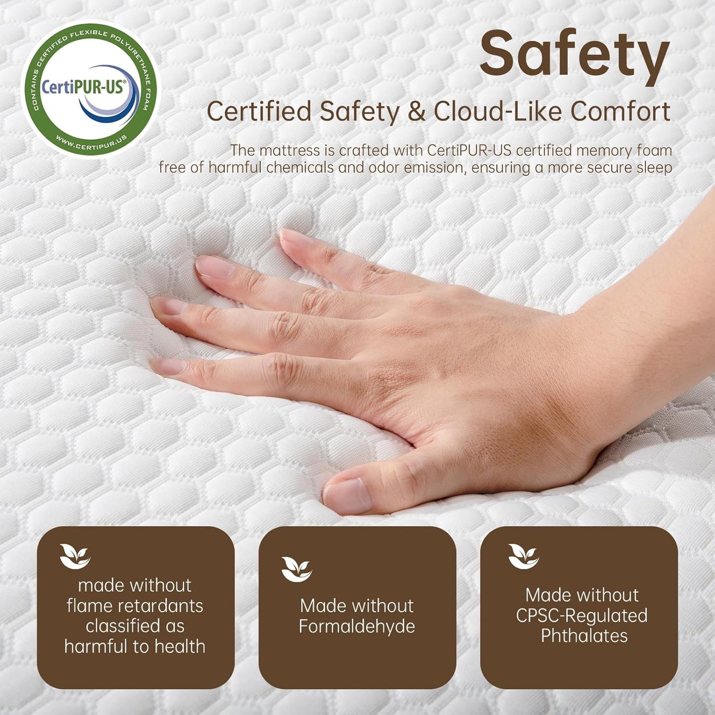 TFD Twin Mattress - 10-Inch Gel Memory Foam for Comfortable Sleep | Medium Firm, CertiPUR-US Certified