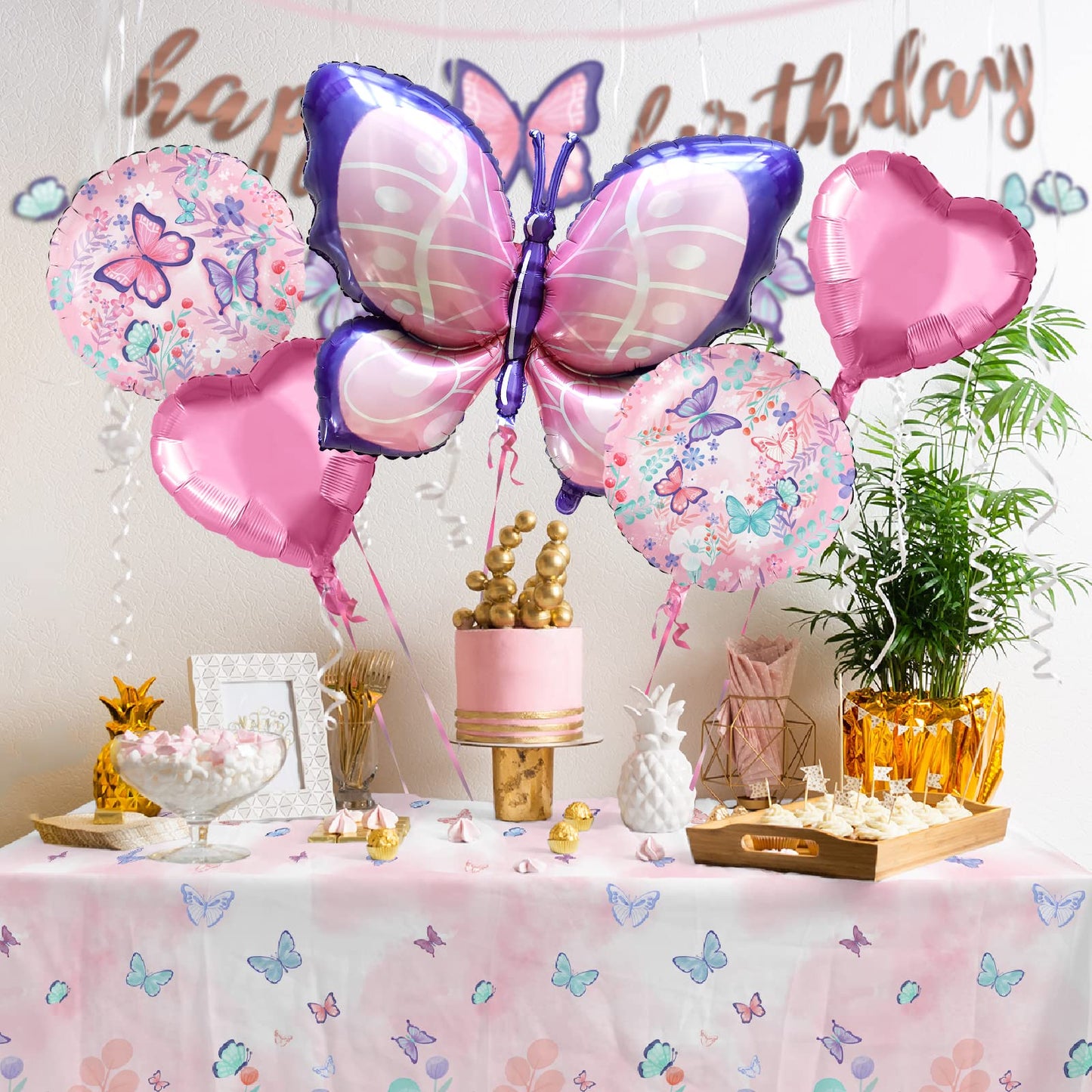 Gatherfun Butterfly Birthday Party Decorations Butterfly Foil Balloons for Girl Party Birthday Decorations