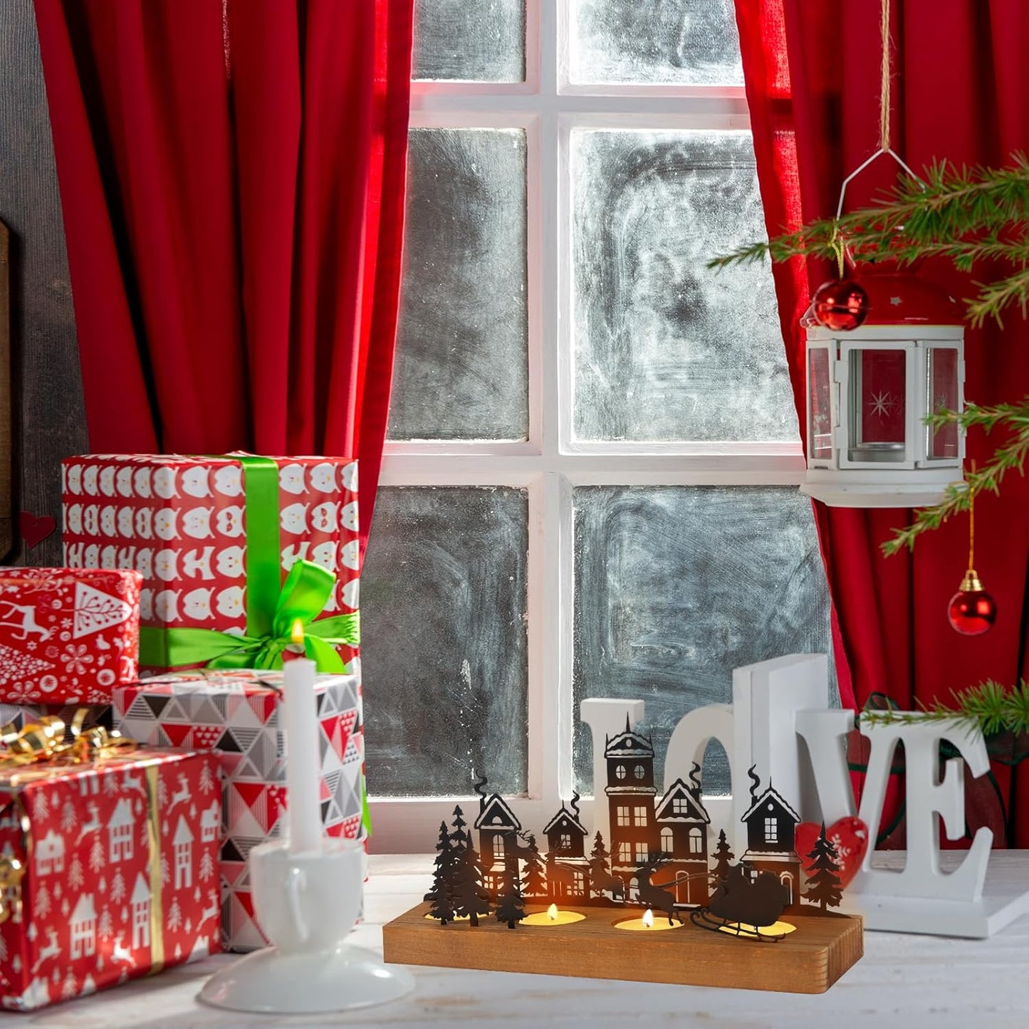 Regine Switzerland Christmas Candle Holder - 4 LED Tea Light Seats | Festive Advent Design