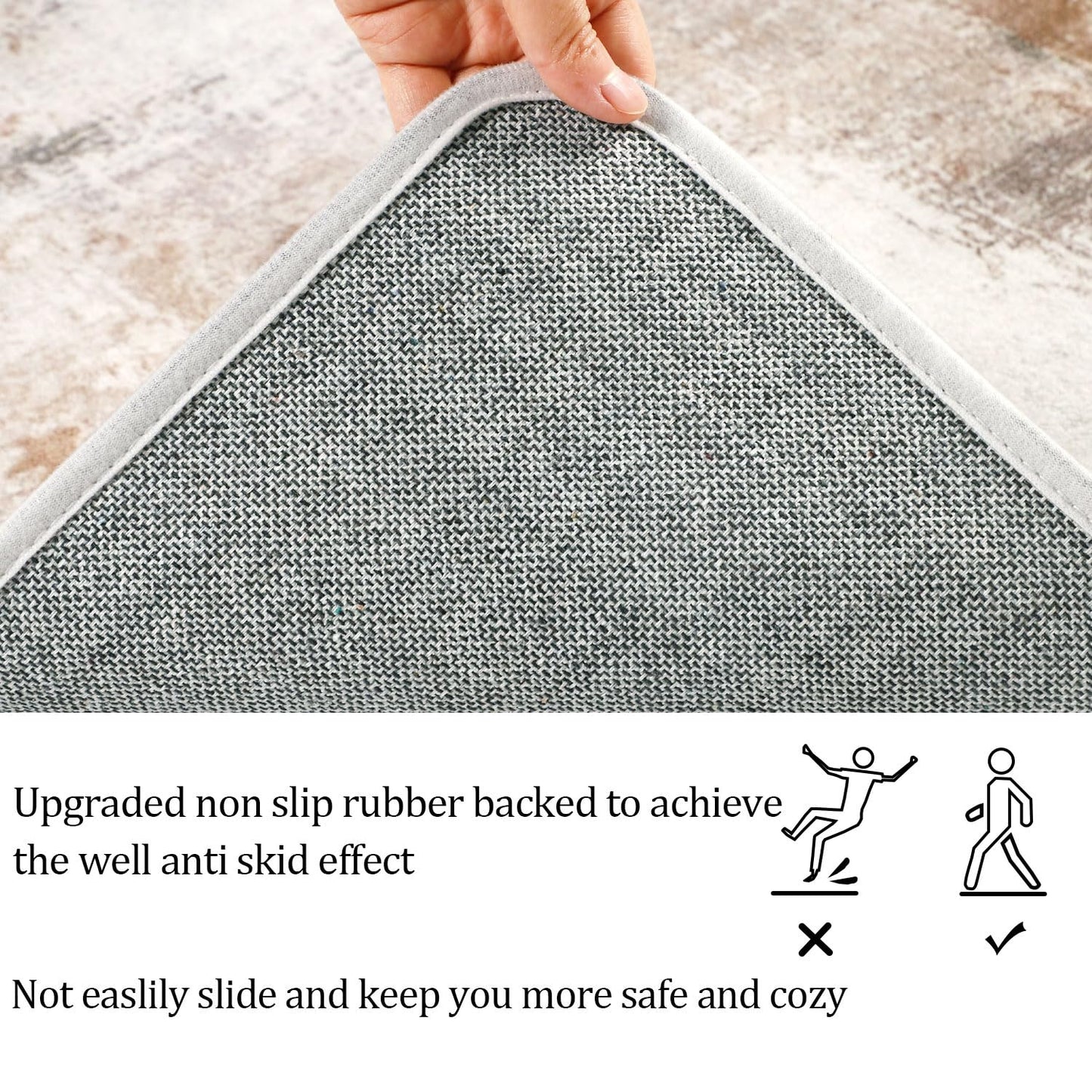 famibay Hallway Runner Rug 10 ft，Modern Washable Rug Runners for Hallways Non Slip Soft Wool Carpet Runner Low Pile Modern Abstract Long Runner Rug for Hallway Kitchen Bathroom(Beige/Camel)
