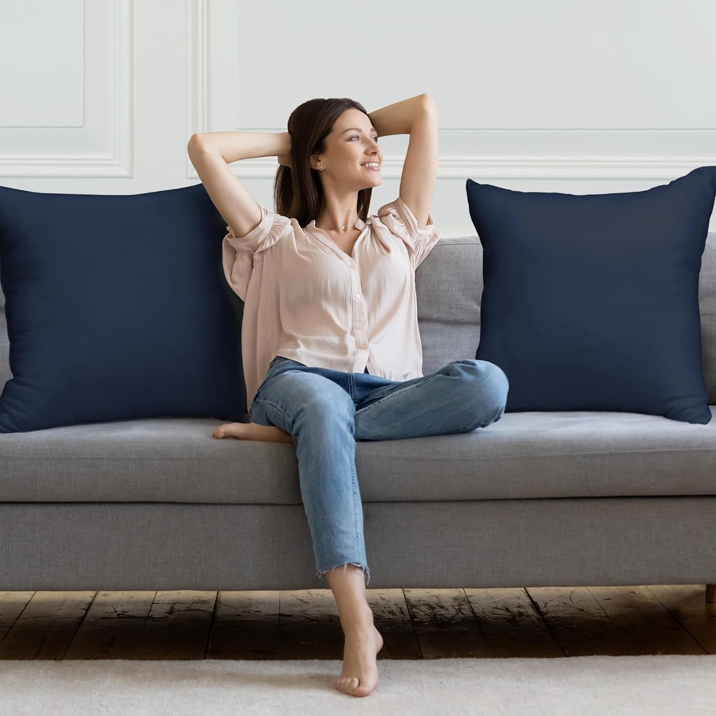 Utopia Bedding 26x26 Pillow Inserts - Set of 2 Navy Decorative Throw Pillows for Sofa & Bed - Soft, Fluffy Cushions