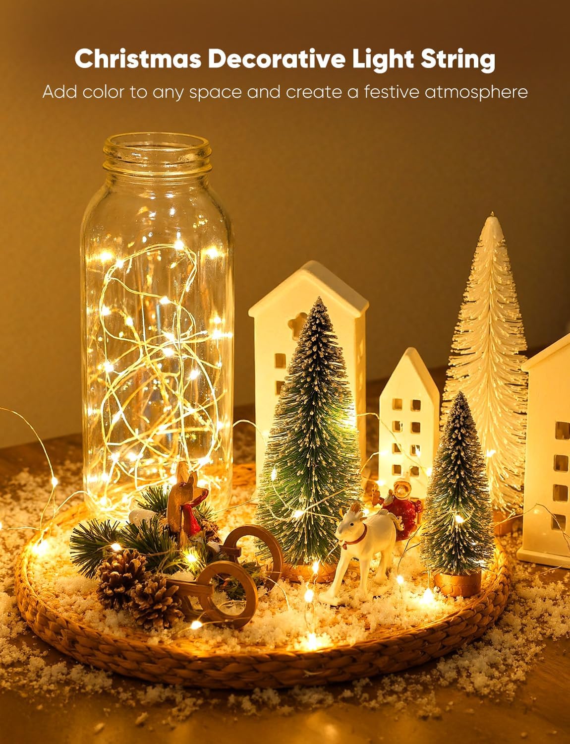 Minetom 12 Pack Fairy Lights - Battery Operated 20 LED Twinkle Lights | 7ft Warm White Waterproof Silver Wire for Mason Jars & Parties