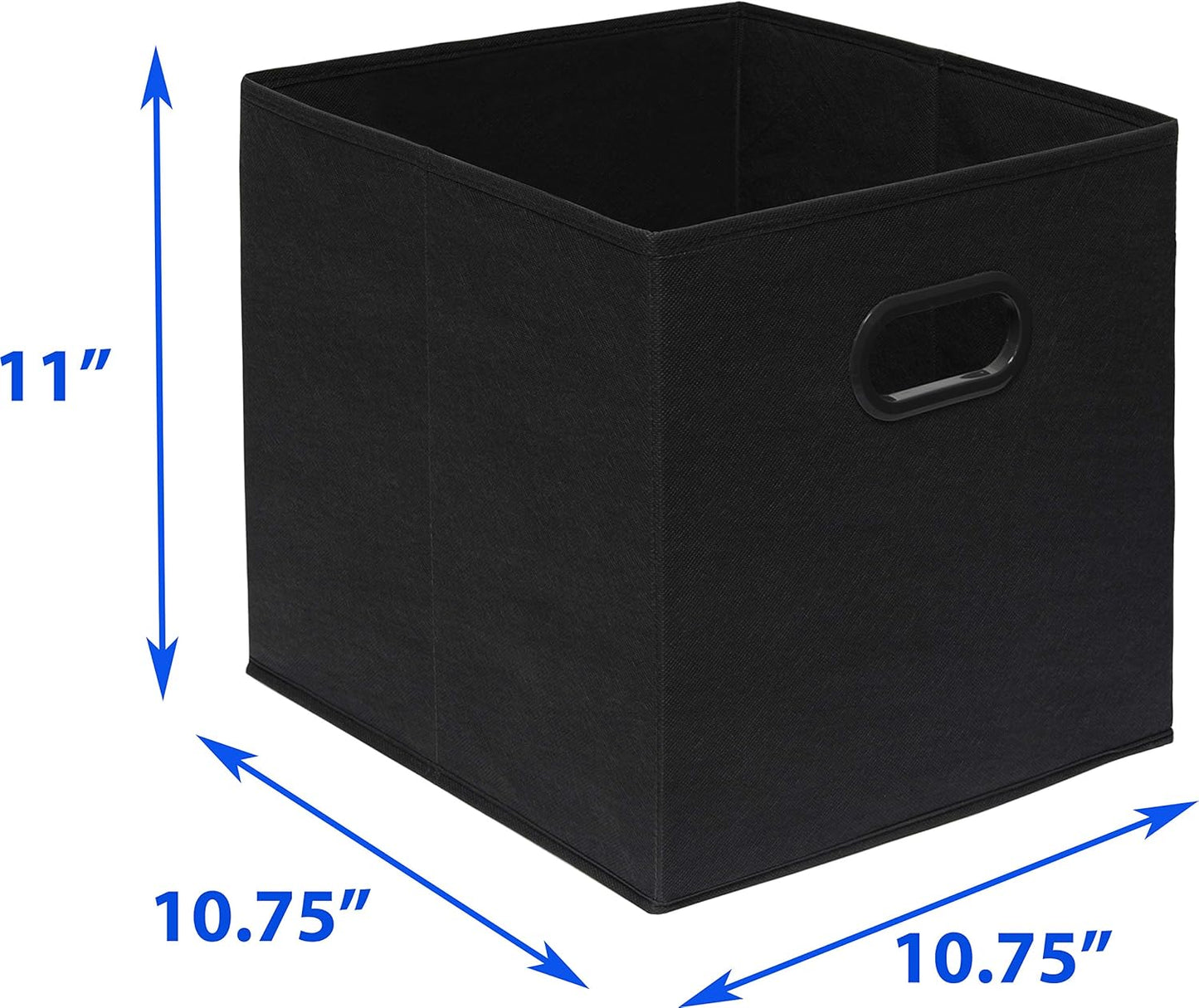 Simple Houseware Foldable Cube Storage Bins - 11-Inch Black Fabric Organizers with Handles | 6-Pack for Closets & Shelves