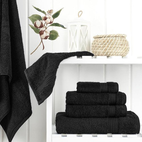 Cotton Paradise 6-Piece Towel Set - 100% Turkish Cotton | Soft, Fluffy Bath Towels in Black