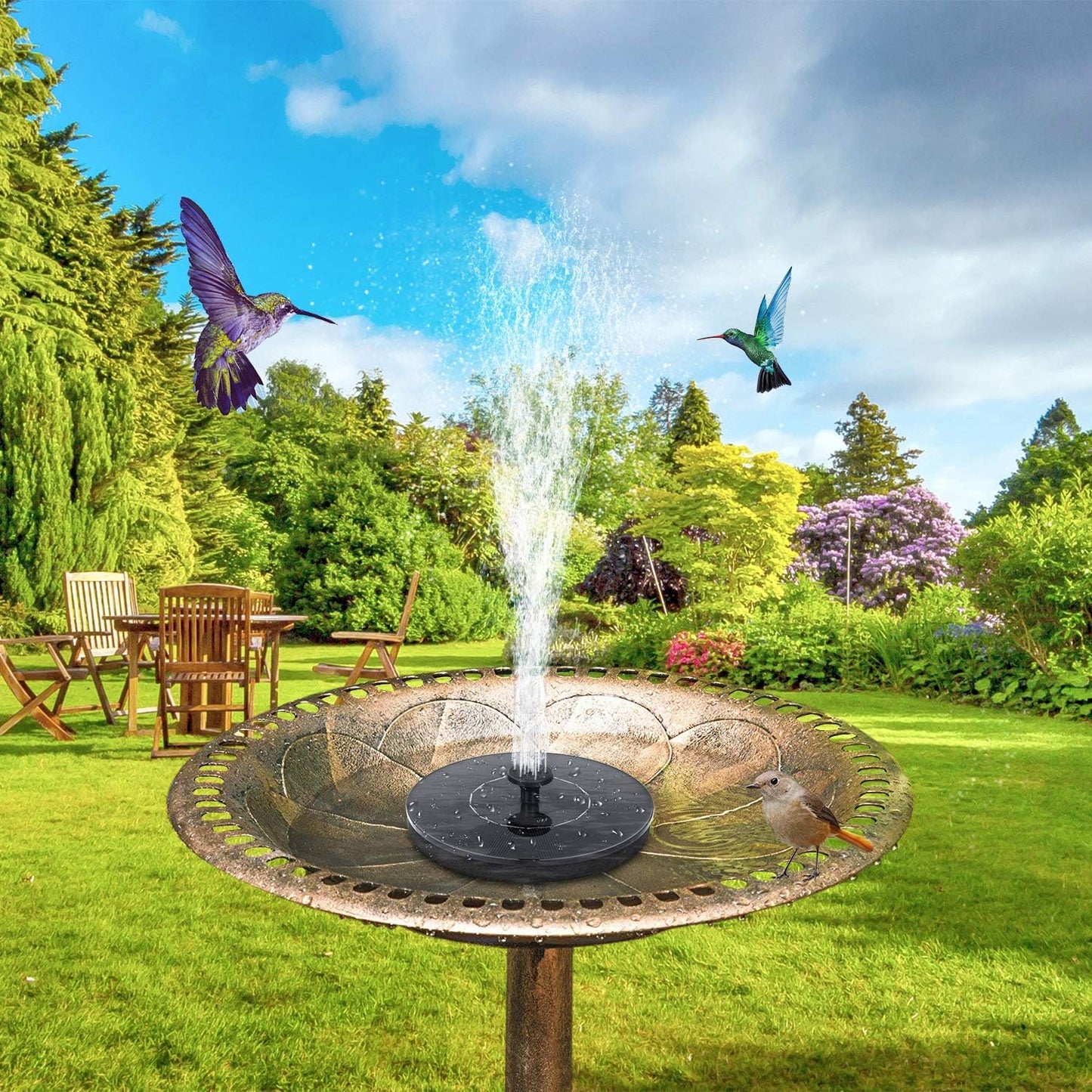 Mademax Solar Bird Bath Fountain Pump - 1W Floating Water Feature for Garden, Pond & Pool