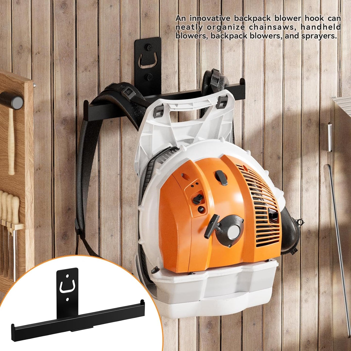 Backpack Leaf Blower Hanger by Heary Duty | Heavy-Duty Wall Mount for Garage Storage & Lawn Care Accessories